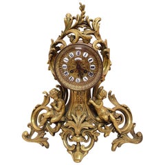 Antique French Gilt Bronze Clock Cherubs Putti Maison H. Riondet Napoleon III