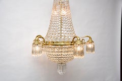 Antique French gilt bronze crystal chandelier in the style of Louis XVI, ca.1910