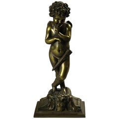 Figure de Cupidon française ancienne en bronze doré signée Beaux Arts, circa 1861