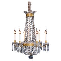 Antique French gilt bronze cut crystal Baccarat chandelier