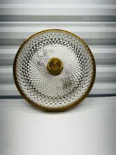 Antike französische vergoldete Bronze & geschliffenes Kristall Regency Style Flush Mount 2 Lights