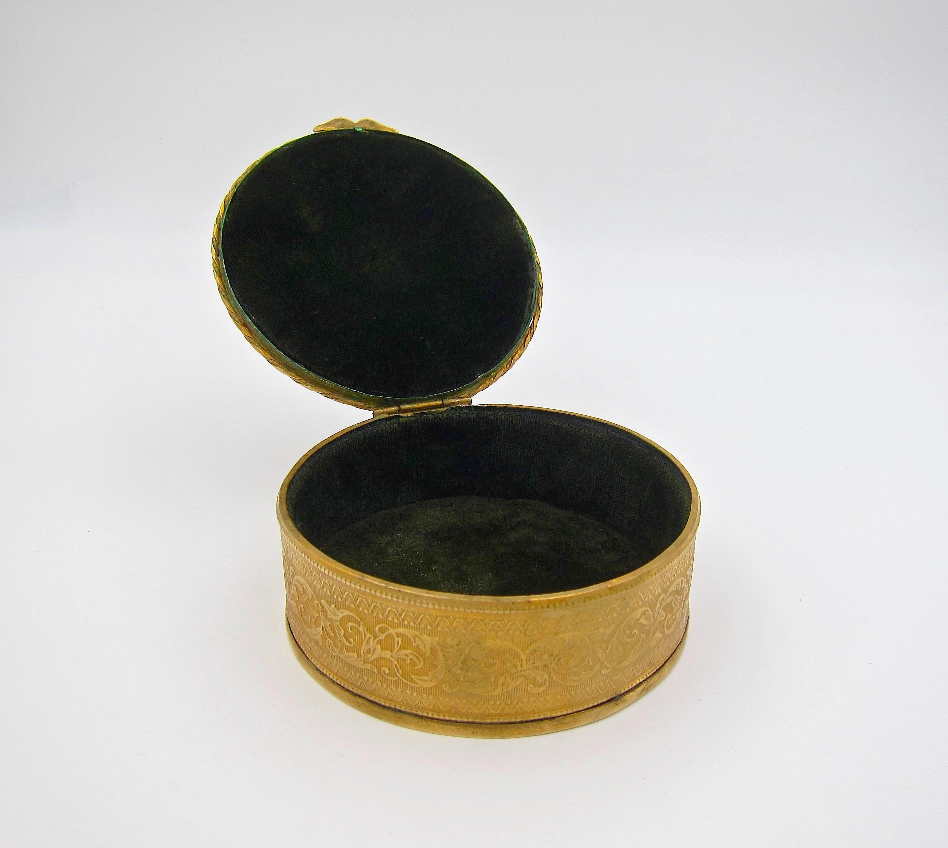 Antique French Gilt Bronze Vanity Box with an Enamel Portrait 3