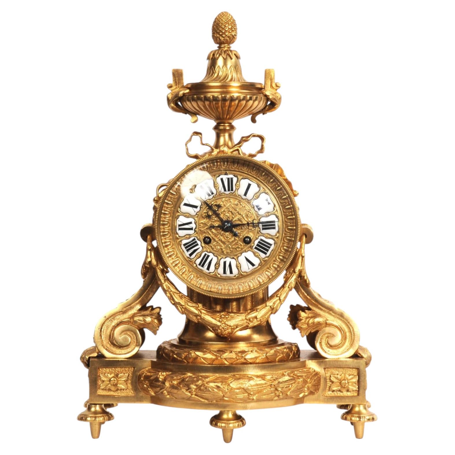 Antique French Gilt Bronze Drum Head Clock