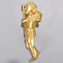 Antique French Gilt Bronze Figural Cherub Statue Element, circa 1890