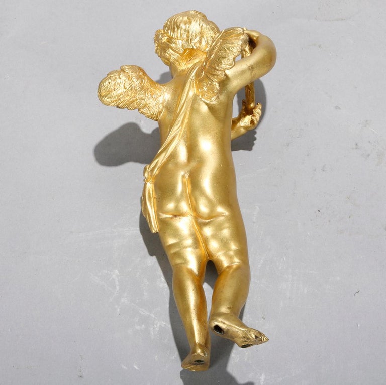 Antique French Gilt Bronze Figural Cherub Statue Element, circa 1890 at