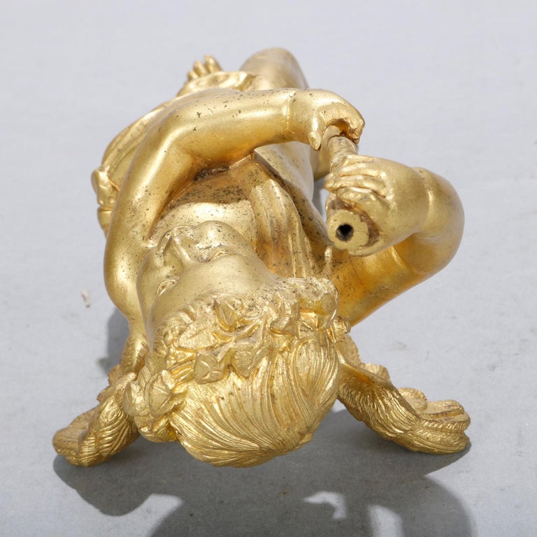 Antique French Gilt Bronze Figural Cherub Statue Element, circa 1890 at