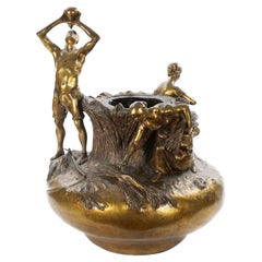 Antique French Gilt Bronze Figural Vase by Antonin Larroux (1859–1913)