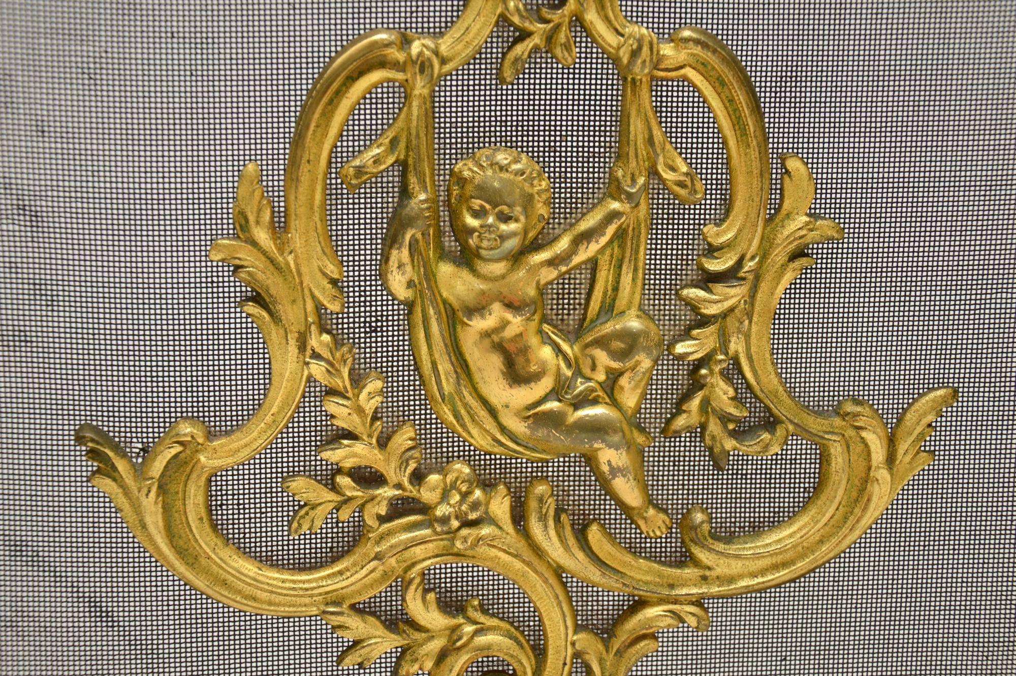 Antique French Gilt Bronze Fire Screen In Good Condition In London, GB