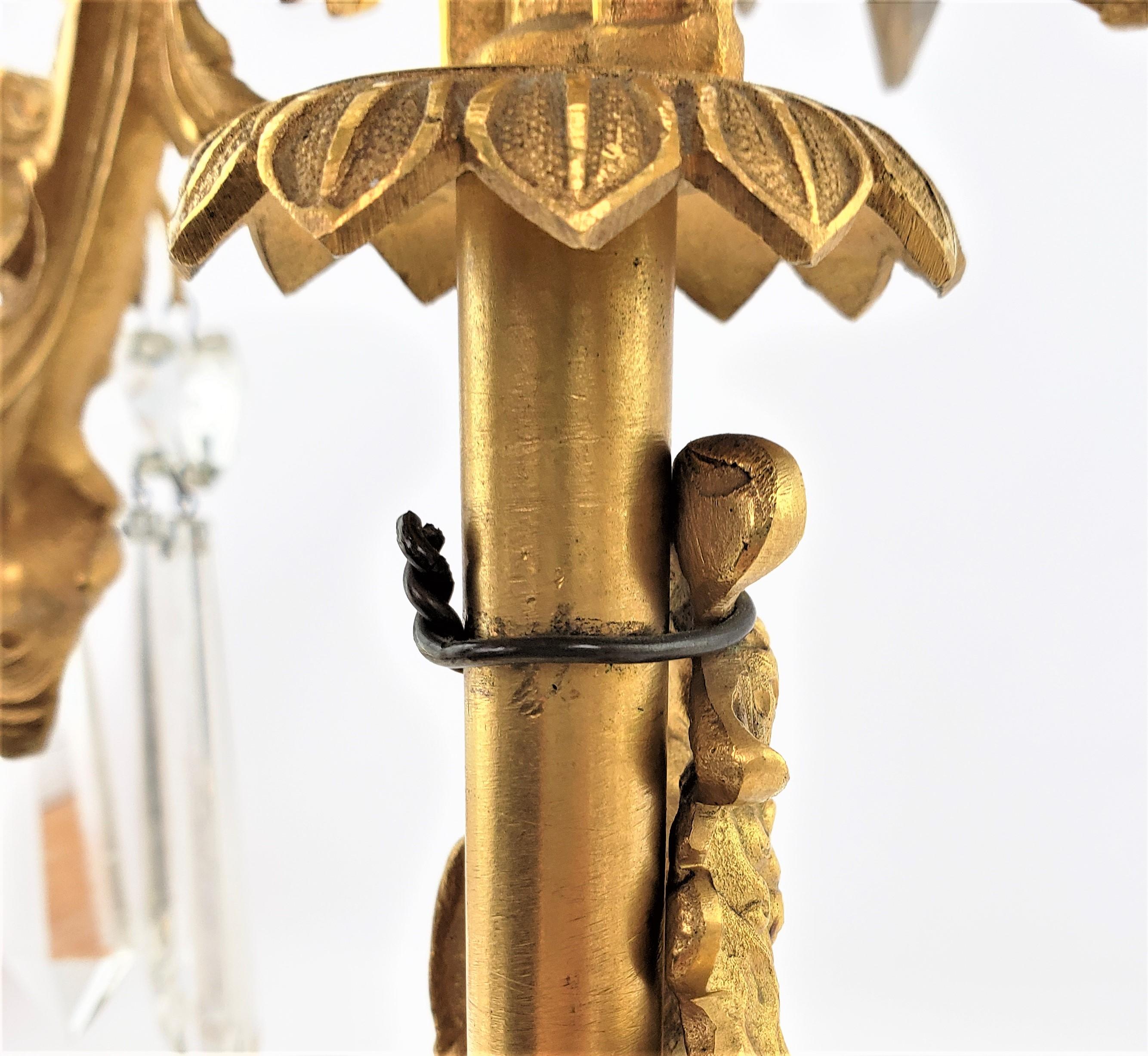 Antique French Gilt Bronze Girandole & Matching Lusters with Cast Noble Figures For Sale 13