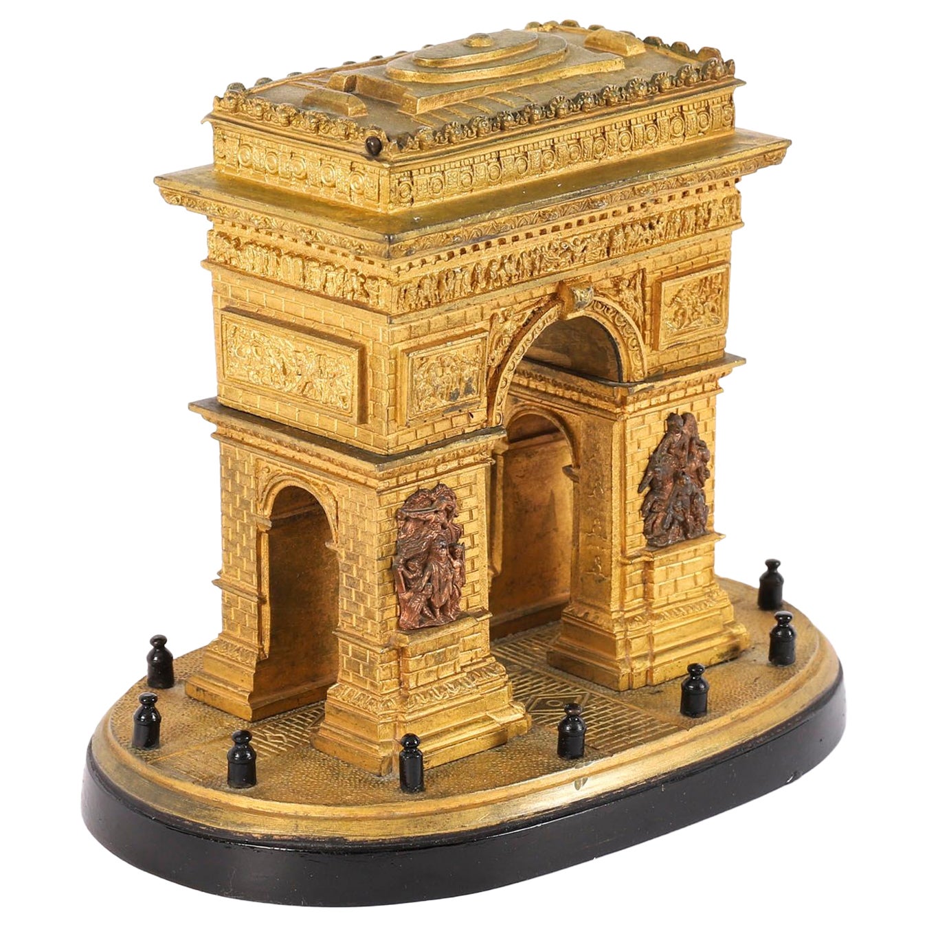 Antique French Gilt Bronze Grand Tour Model of The Arc de Triomphe (Arco di Trionfo) XIX secolo