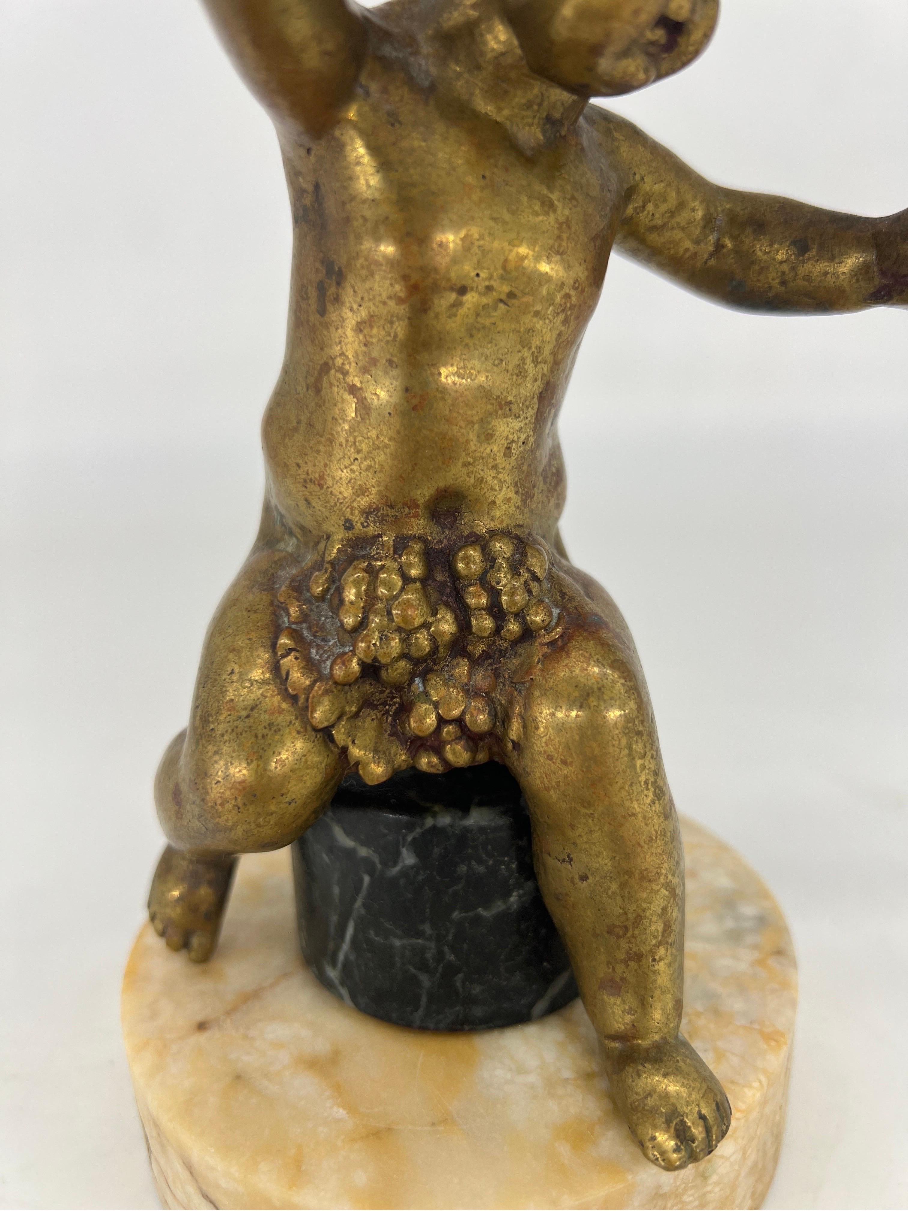 Antique French Gilt Bronze “Grapes into Wine” Cherub Statue Falconet Style For Sale 6