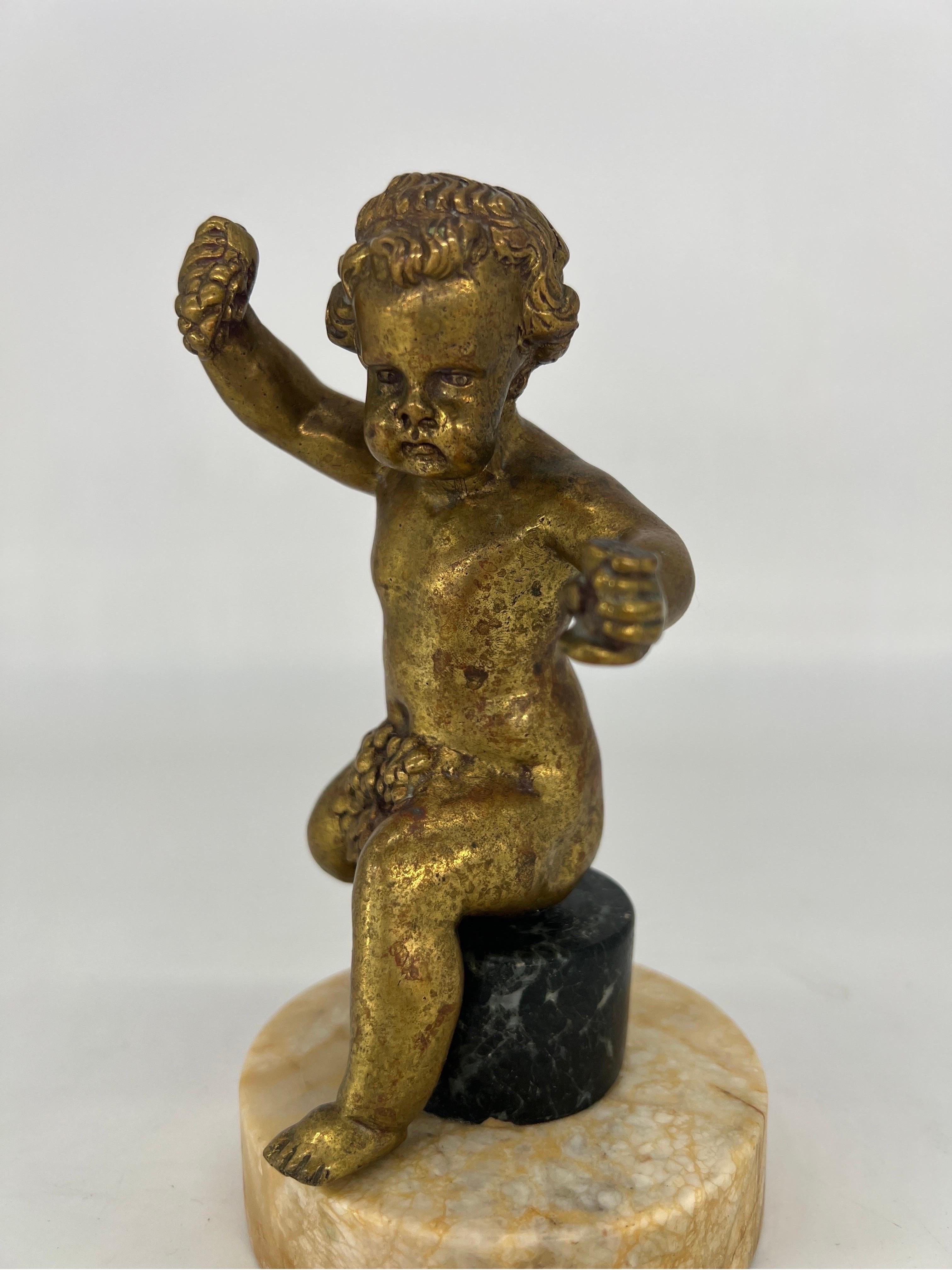 Antique French Gilt Bronze “Grapes into Wine” Cherub Statue Falconet Style For Sale 2