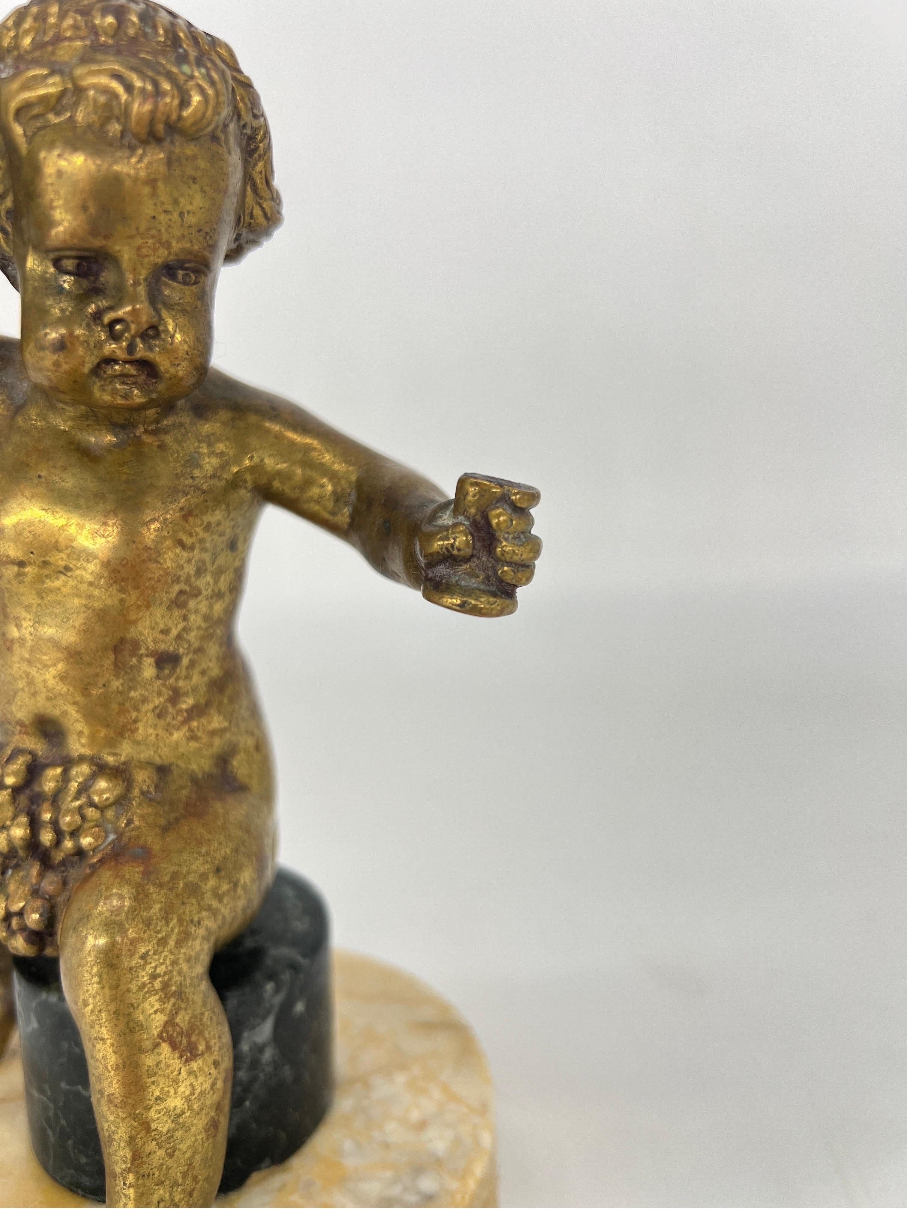 Antique French Gilt Bronze “Grapes into Wine” Cherub Statue Falconet Style For Sale 4