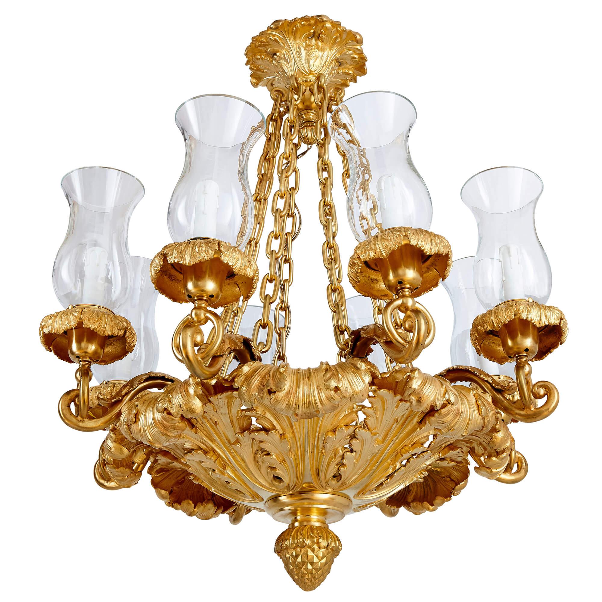 Antique French Gilt Bronze Louis Philippe Chandelier In Good Condition For Sale In London, GB