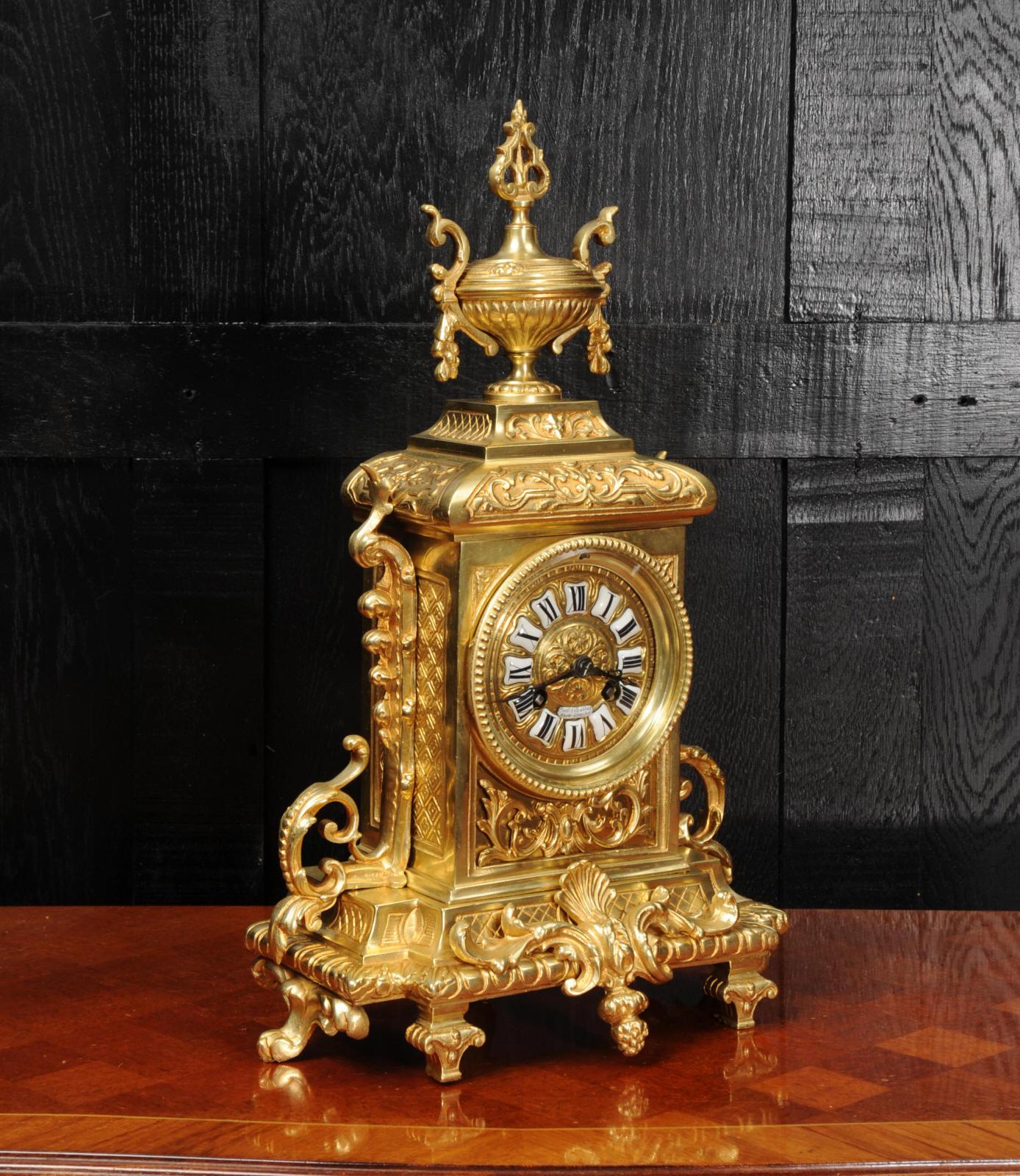 Antique French Gilt Bronze Louis XVI Clock In Good Condition In Belper, Derbyshire