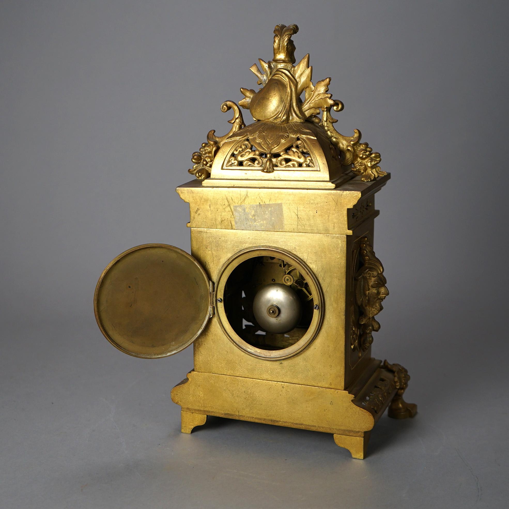 Antique French Gilt Bronze Mantel Clock, 19th Century 3
