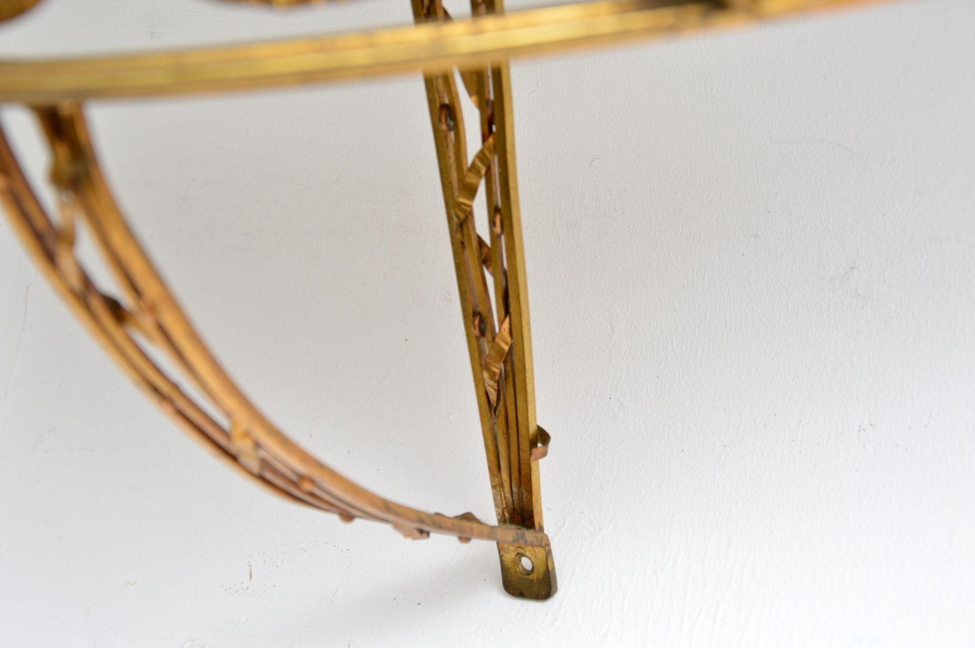 Antique French Gilt Bronze Marble Top Wall Mounting Console Table 6