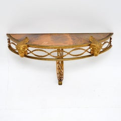 Antique French Gilt Bronze Marble Top Wall Mounting Console Table