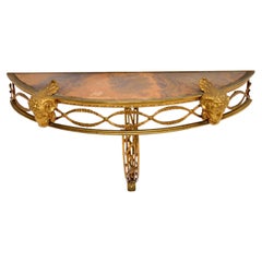 Antique French Gilt Bronze Marble Top Wall Mounting Console Table