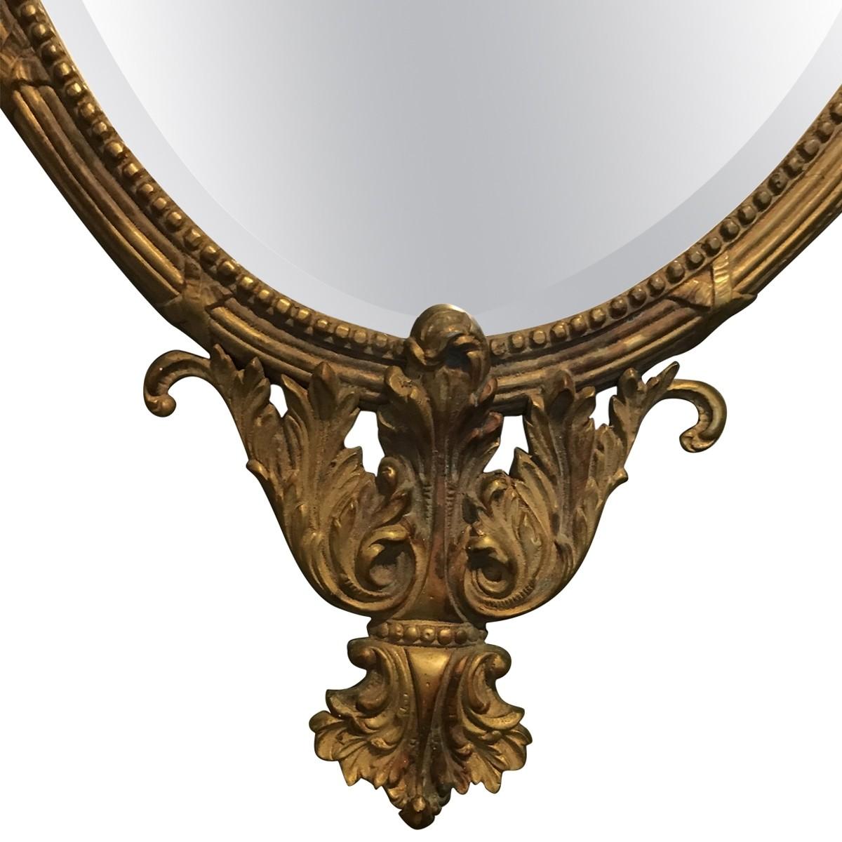 19th Century Antique French Gilt Bronze Mirror For Sale