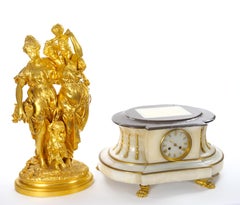 Antique French Gilt Bronze Ormolu-Mounted Onyx Figural Mantel Clock, Circa 1815