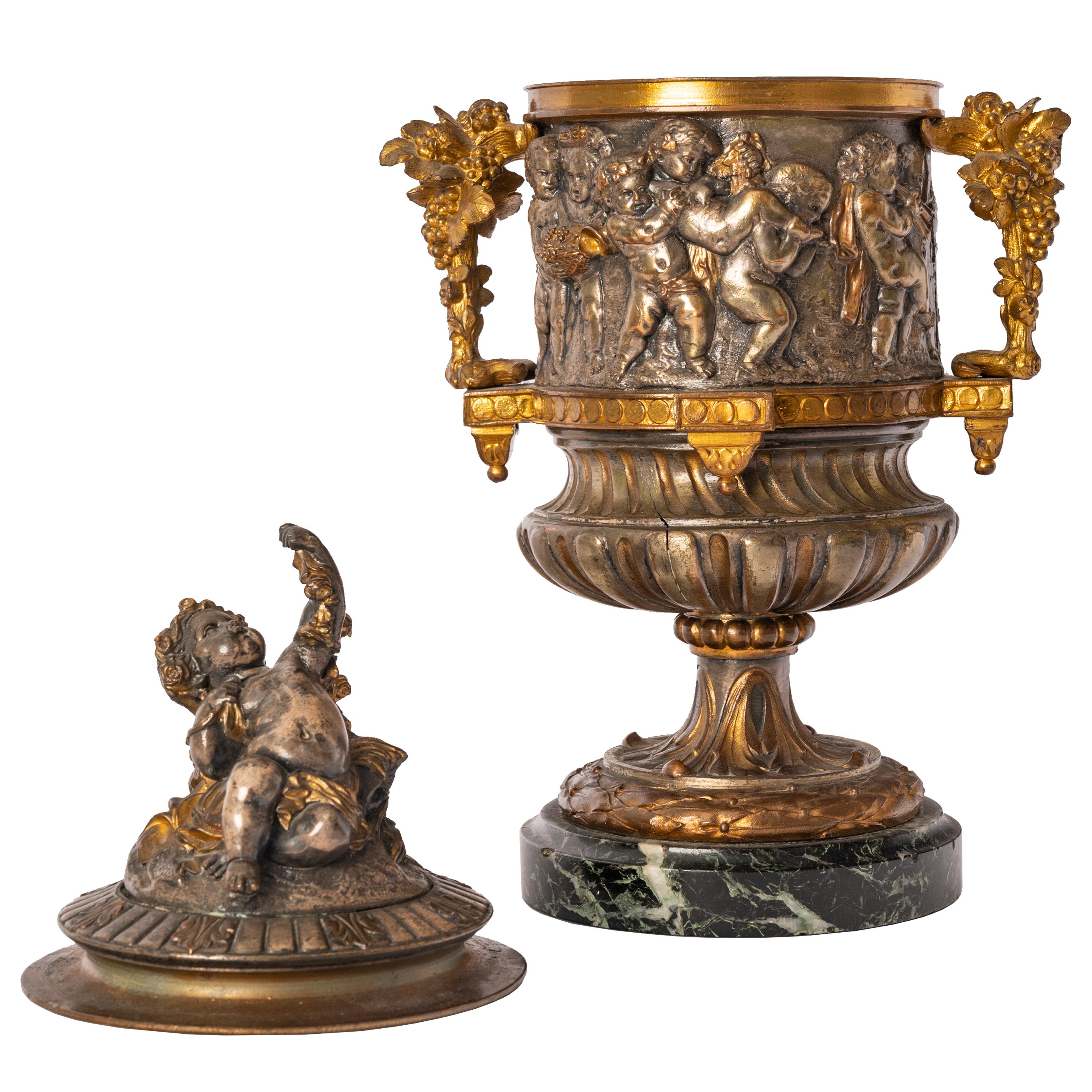 Antique French Gilt Bronze Ormolu Napoleon III Lidded Wine Urn Cooler, 1870 6