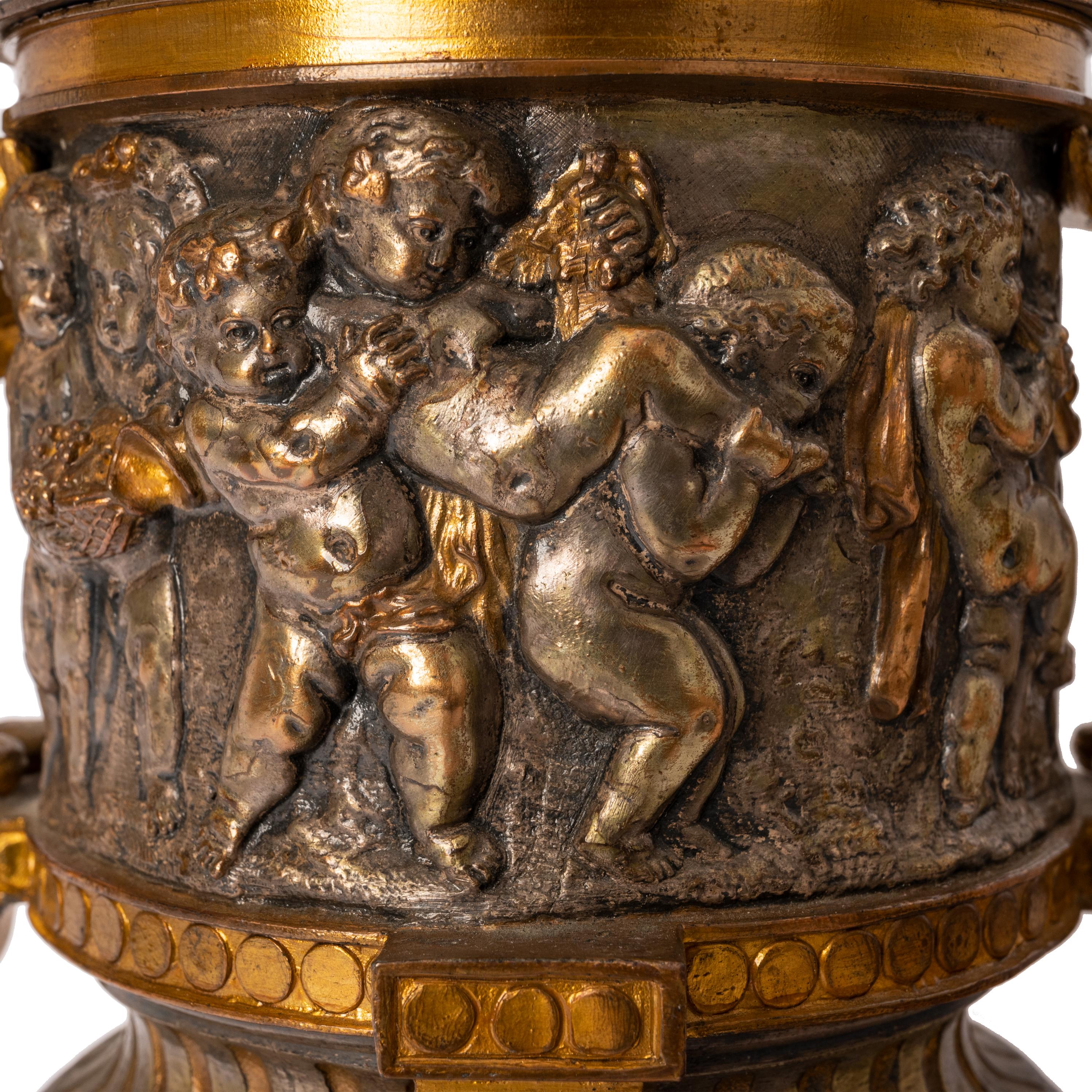 Antique French Gilt Bronze Ormolu Napoleon III Lidded Wine Urn Cooler, 1870 9
