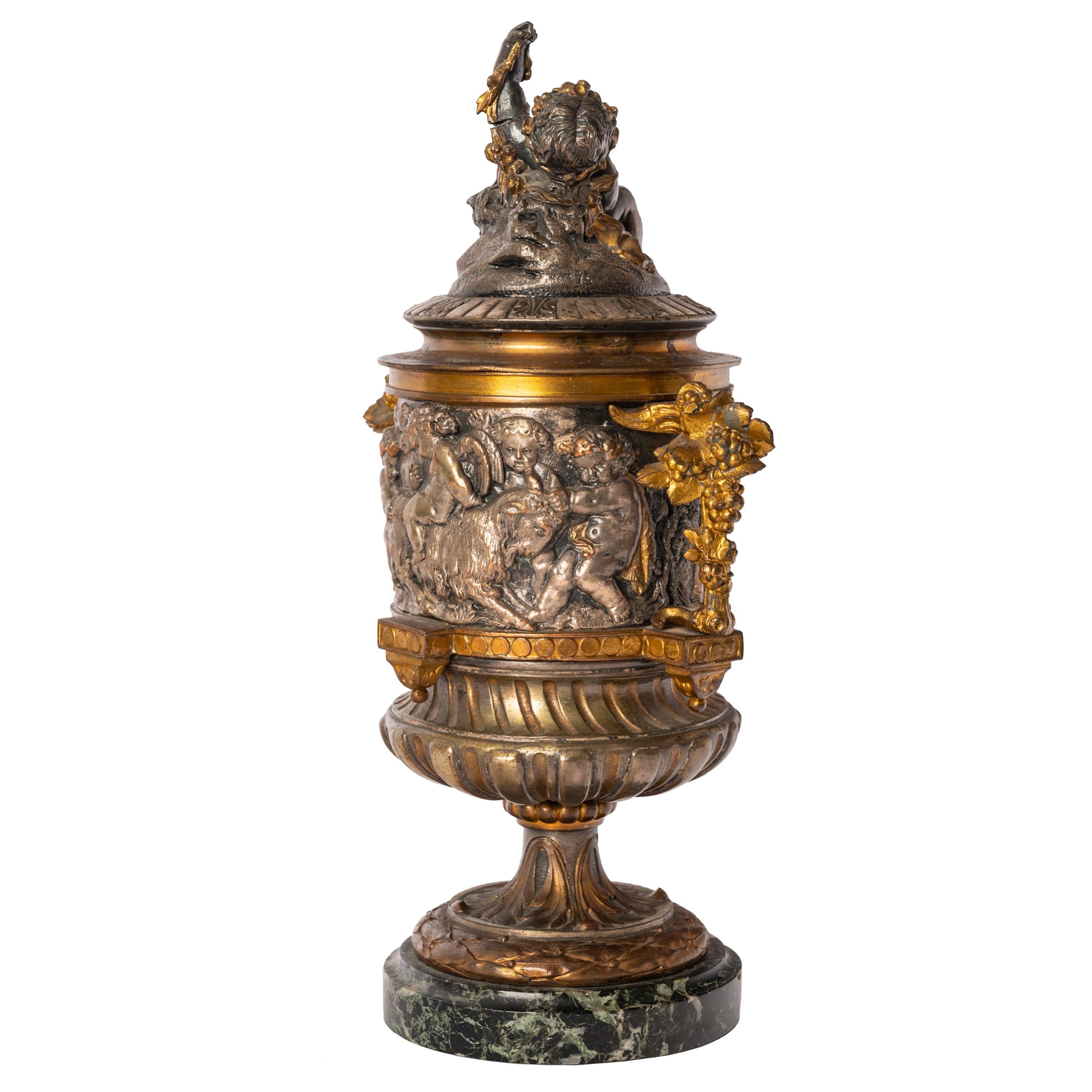 Antique French Gilt Bronze Ormolu Napoleon III Lidded Wine Urn Cooler, 1870 2