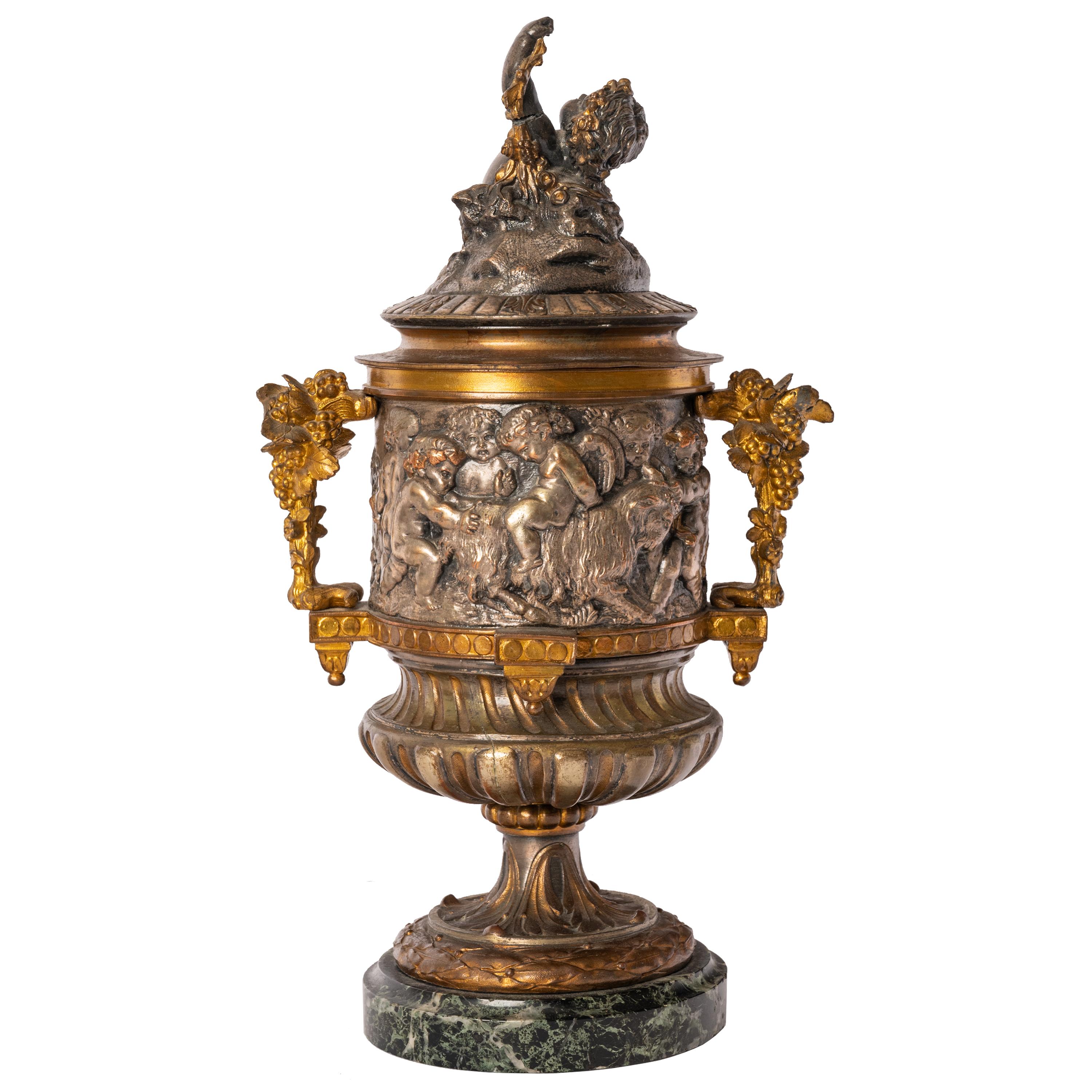 Antique French Gilt Bronze Ormolu Napoleon III Lidded Wine Urn Cooler, 1870 3