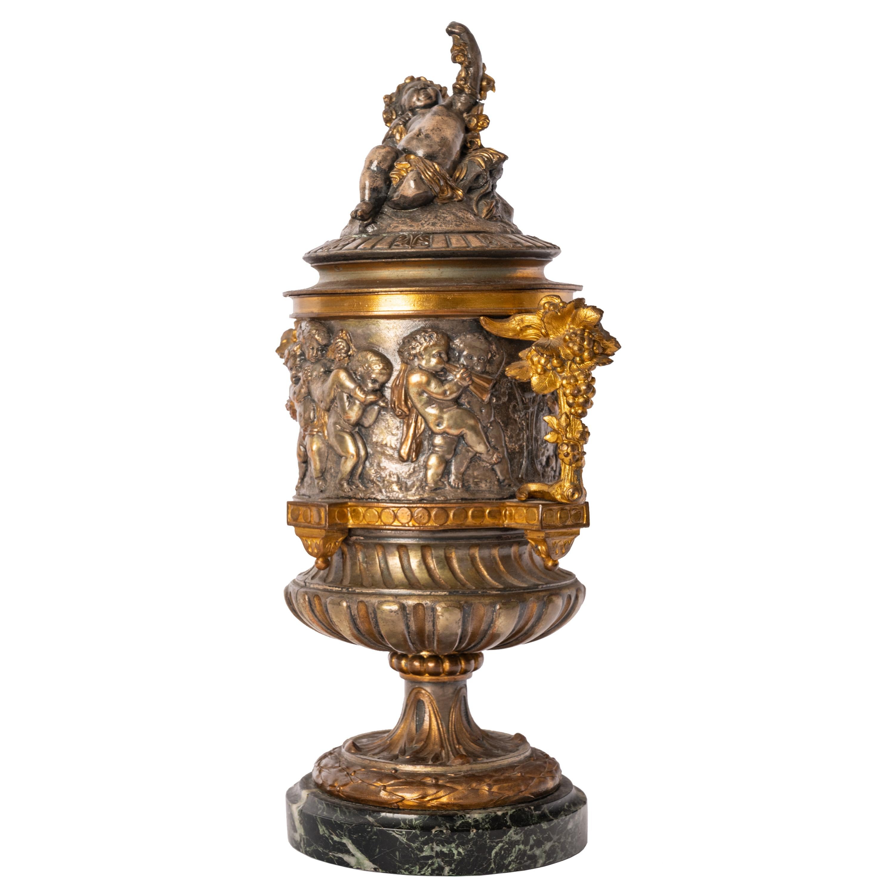 Antique French Gilt Bronze Ormolu Napoleon III Lidded Wine Urn Cooler, 1870 5