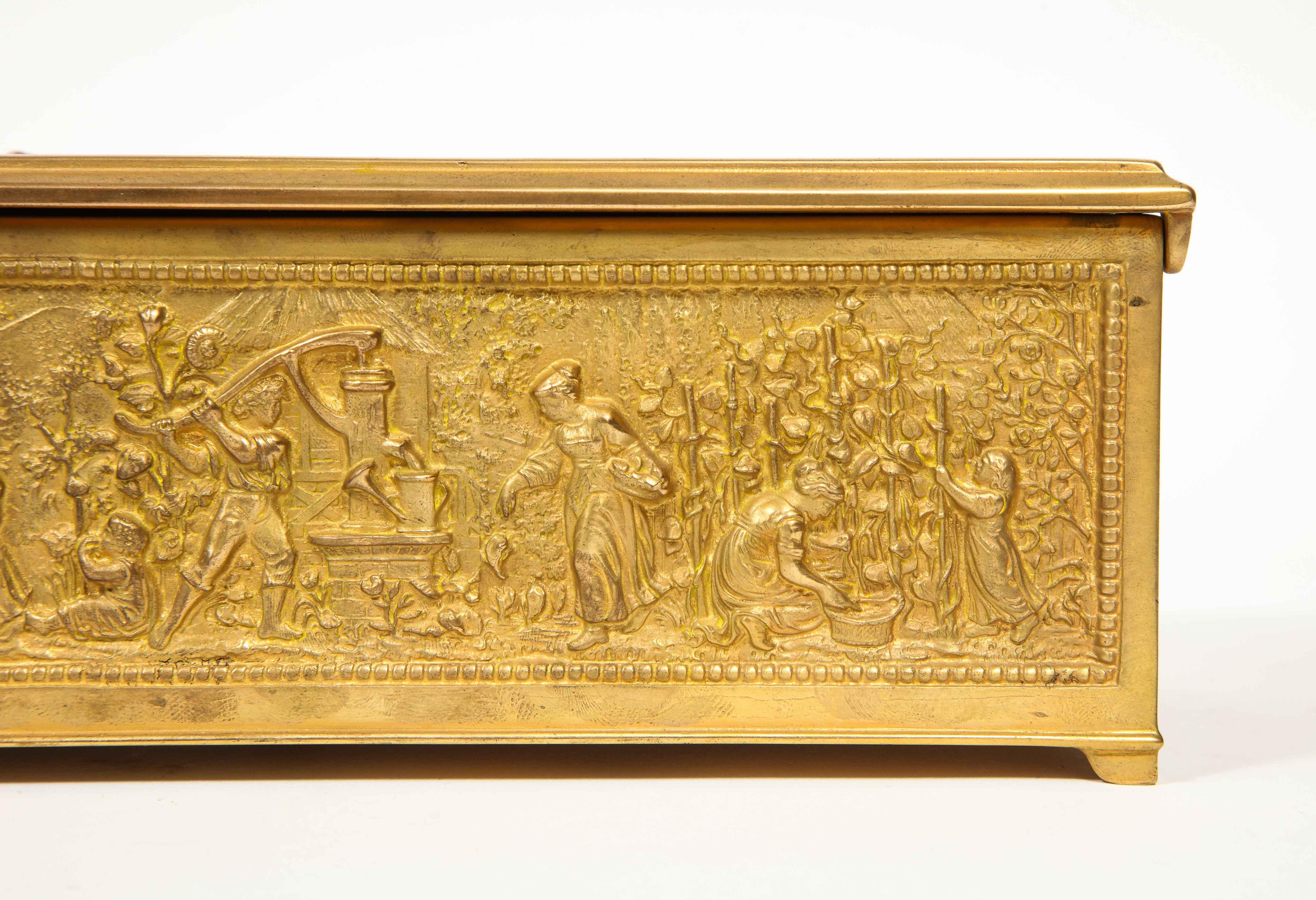 Antique French Gilt Bronze Rectangular Table Box 6
