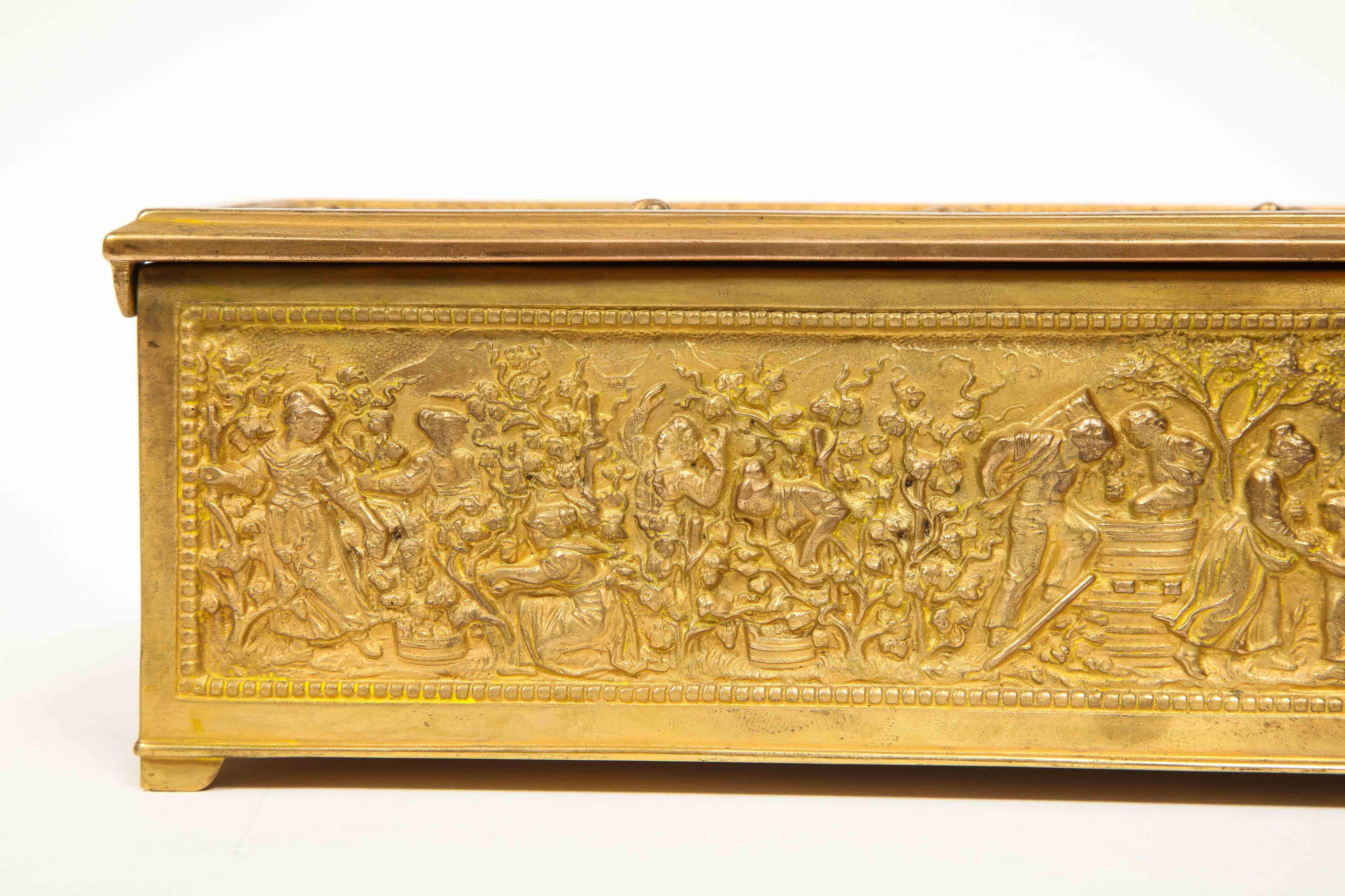 Antique French Gilt Bronze Rectangular Table Box 8