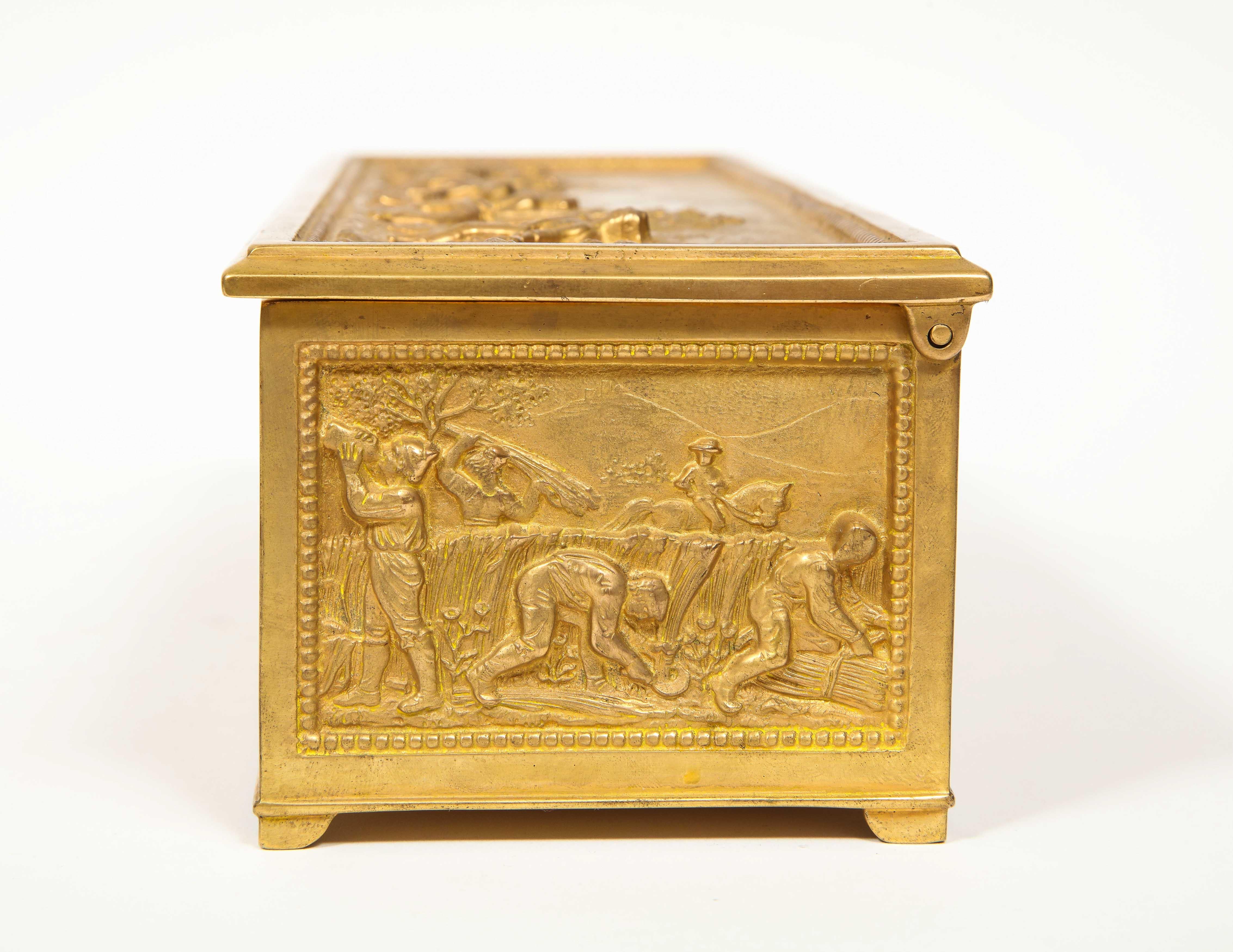 Antique French Gilt Bronze Rectangular Table Box 9