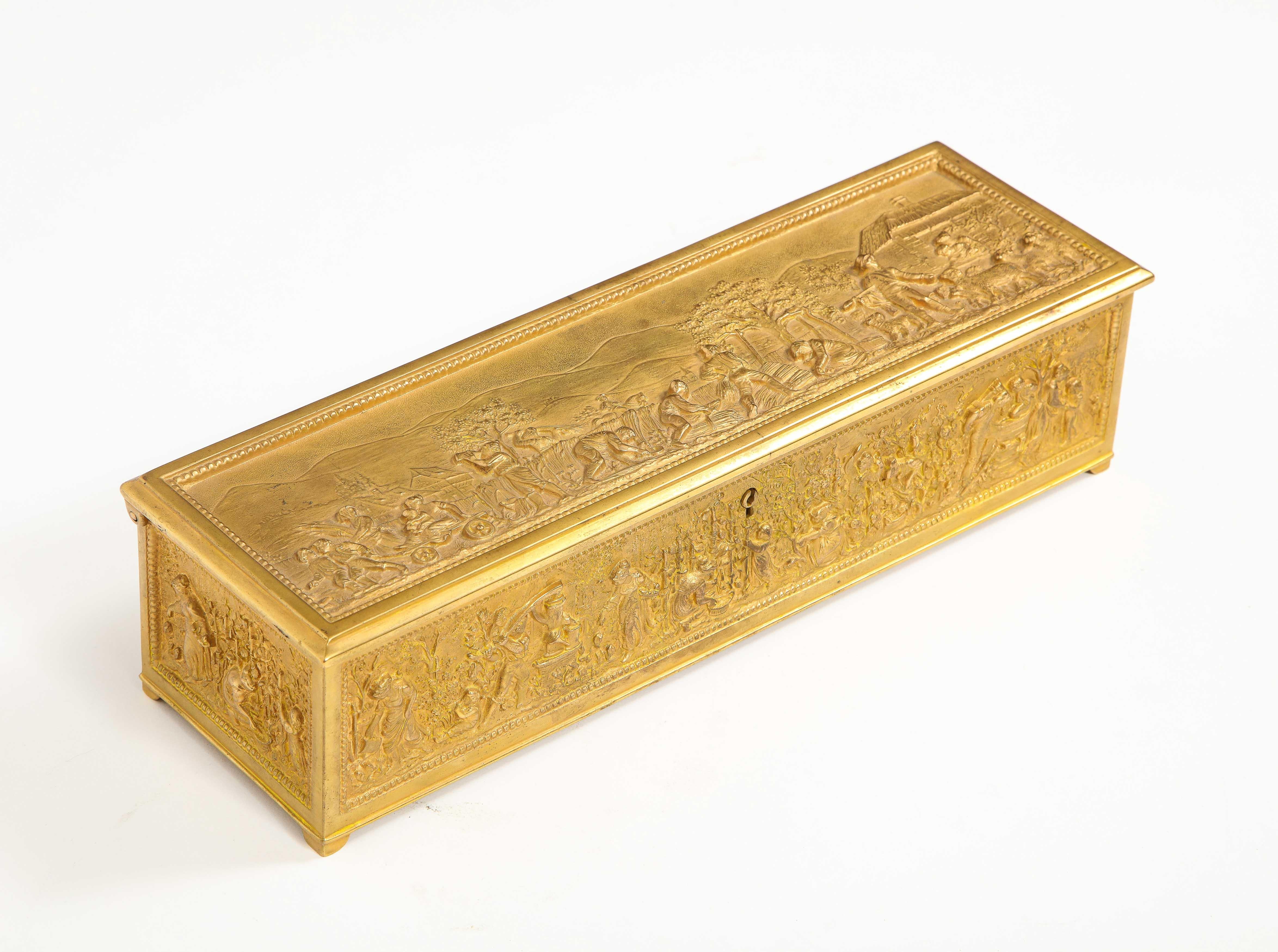 Antique French Gilt Bronze Rectangular Table Box 11