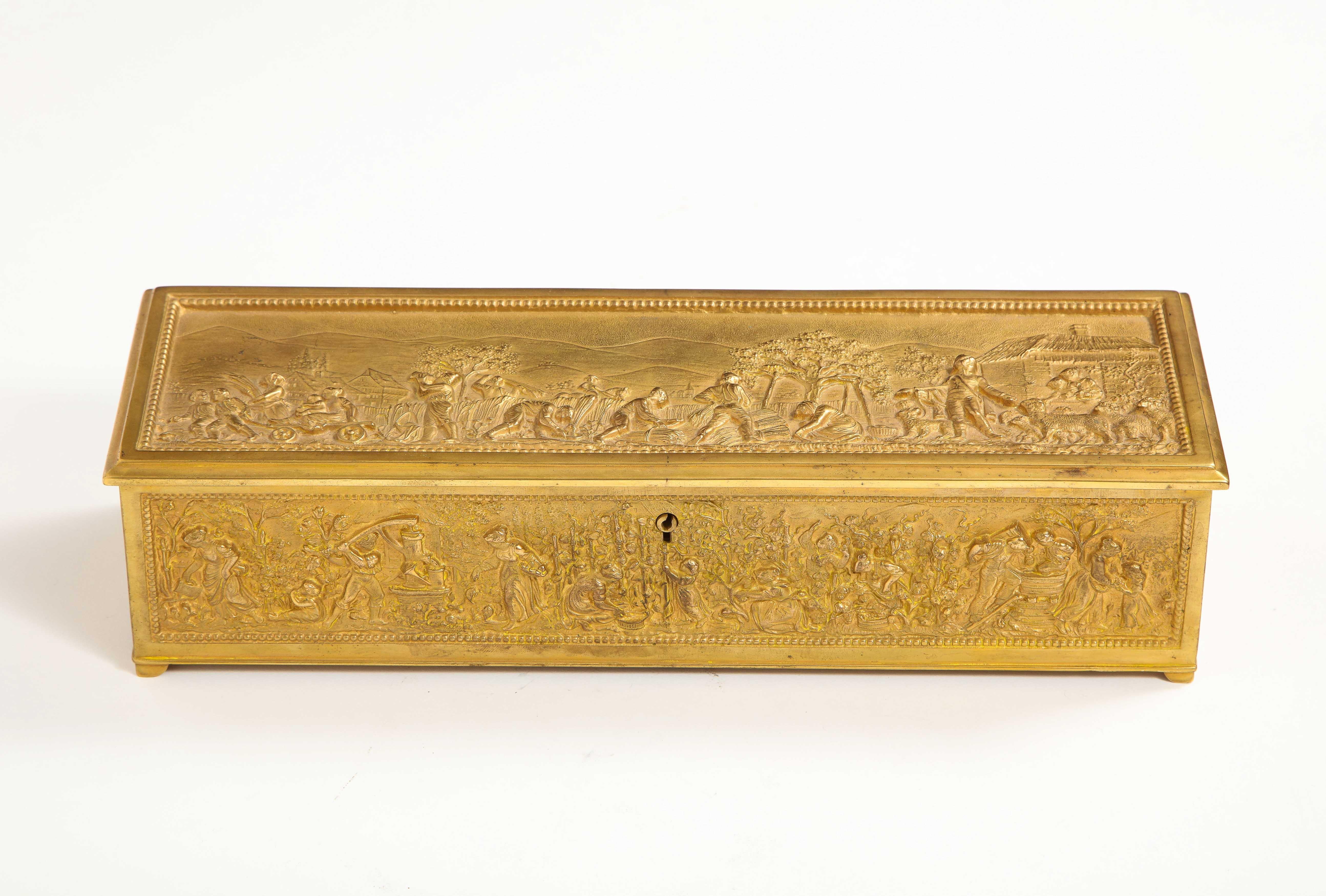 Antique French Gilt Bronze Rectangular Table Box 12