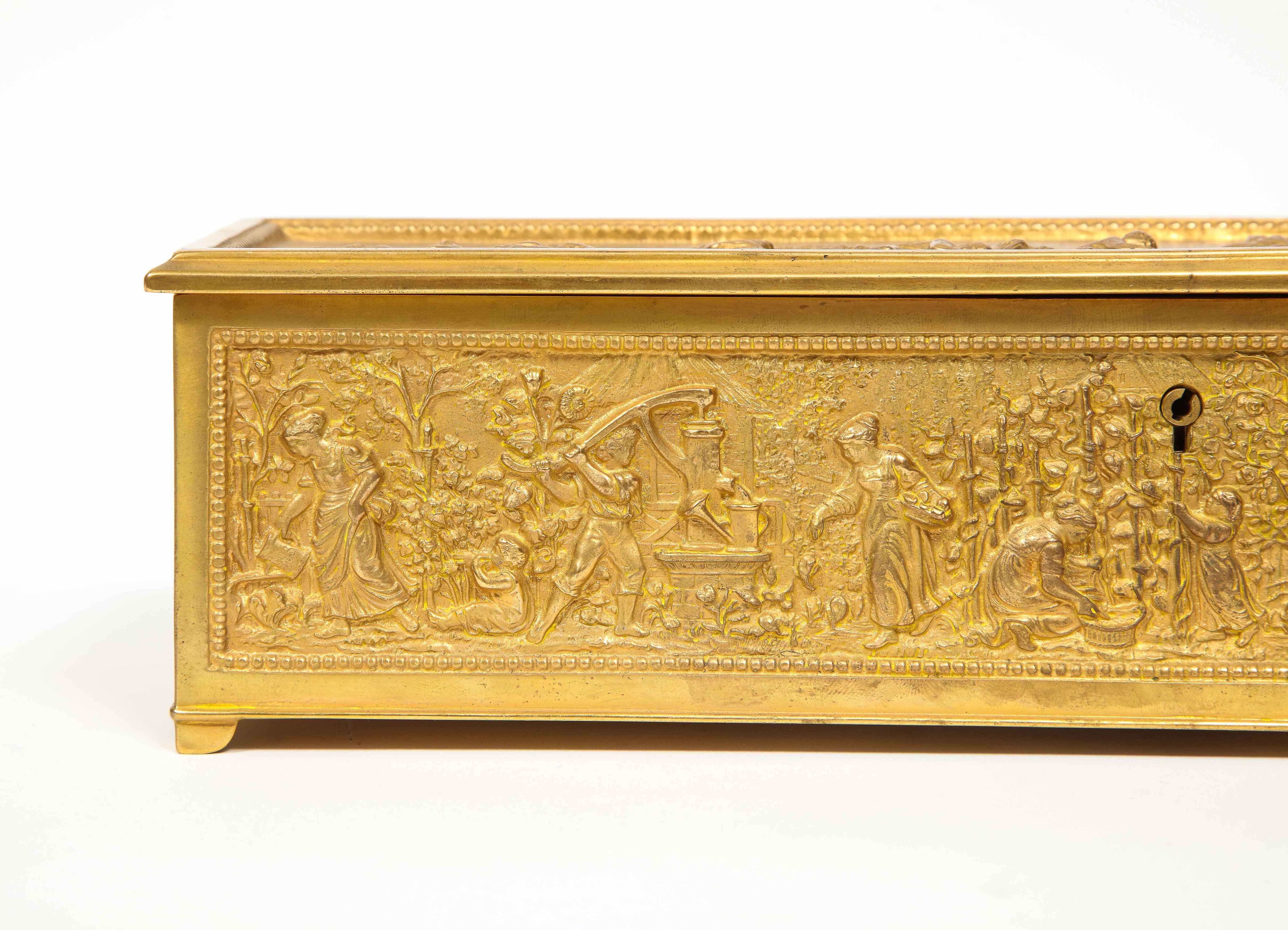 19th Century Antique French Gilt Bronze Rectangular Table Box