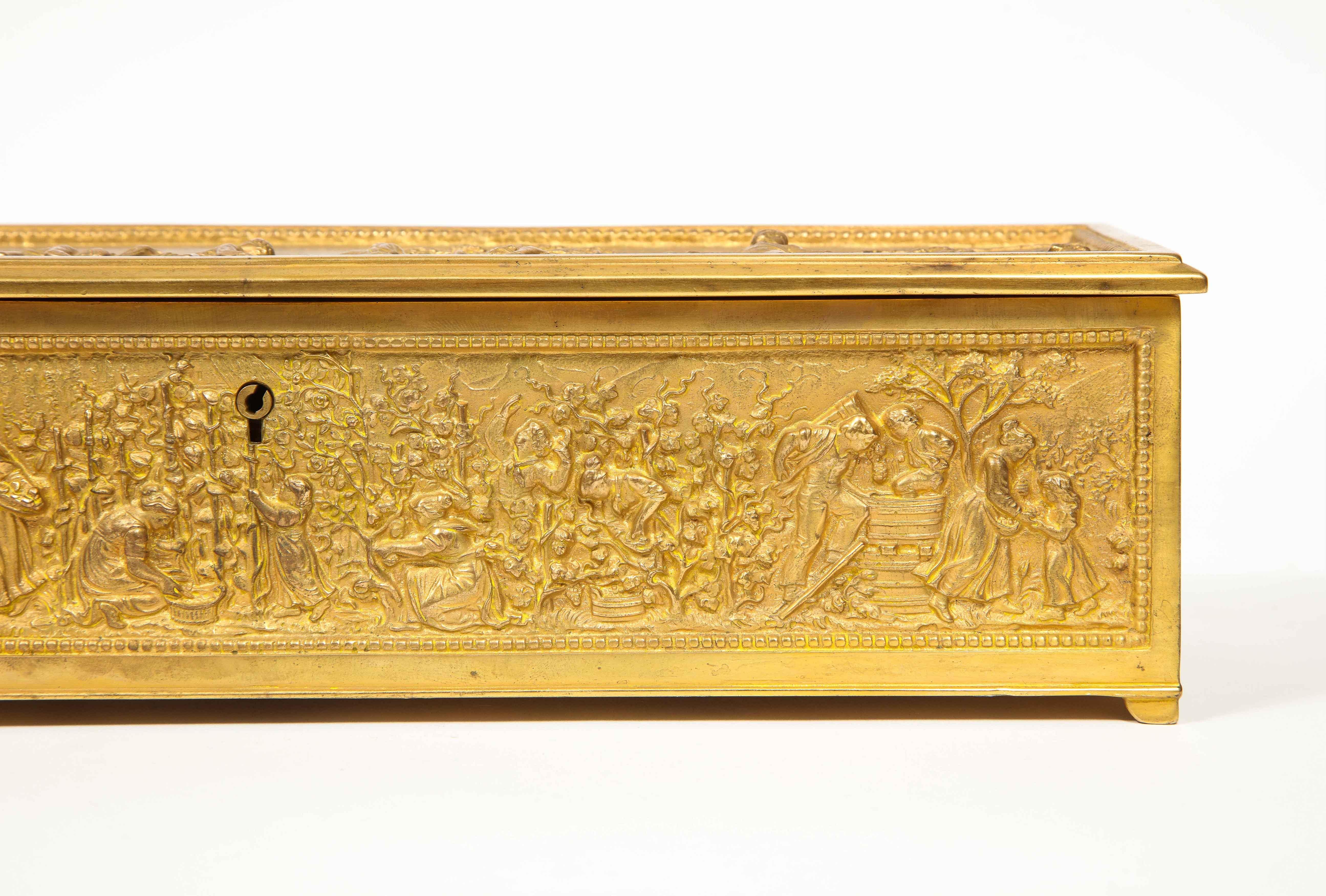 Antique French Gilt Bronze Rectangular Table Box 1