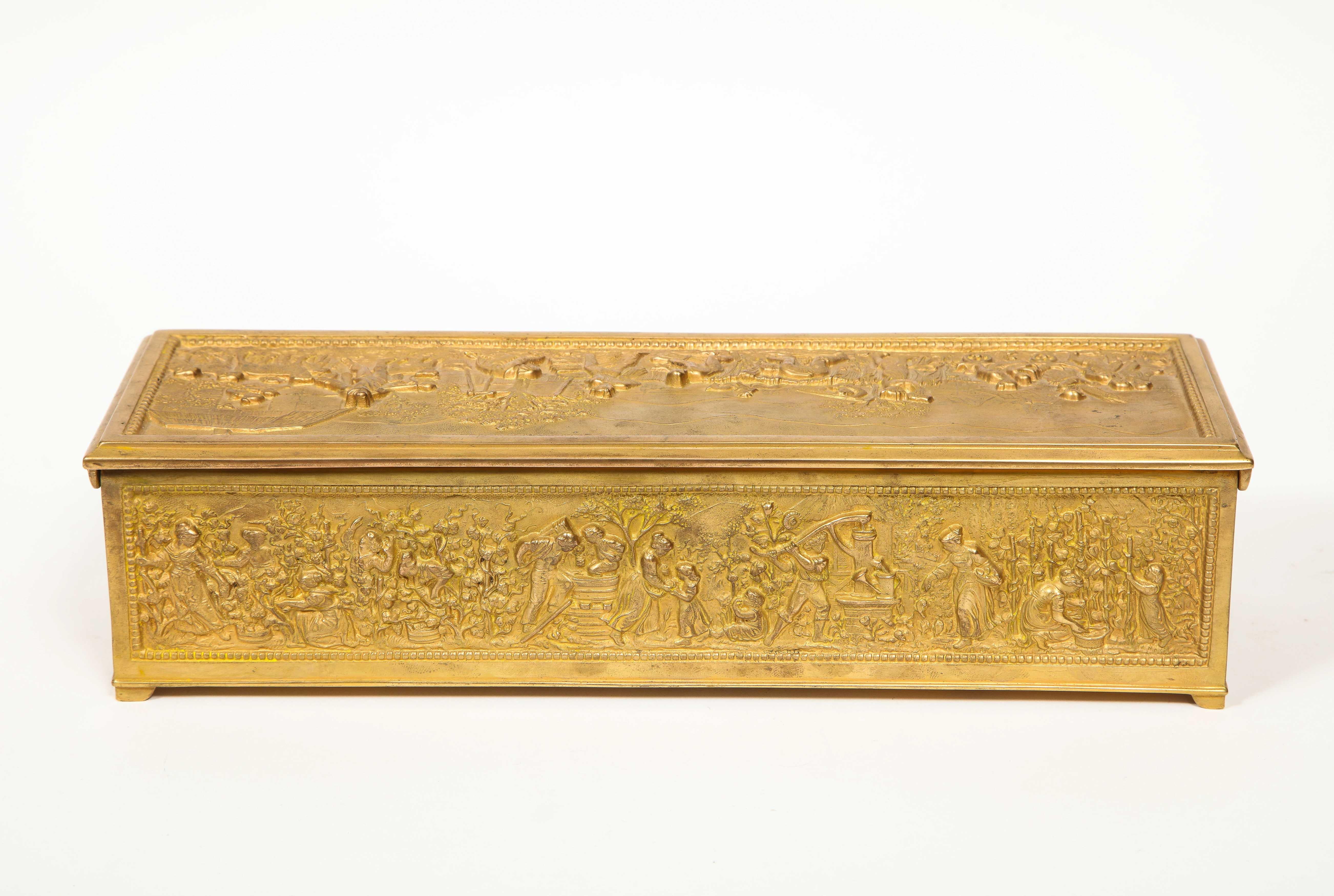 Antique French Gilt Bronze Rectangular Table Box 4