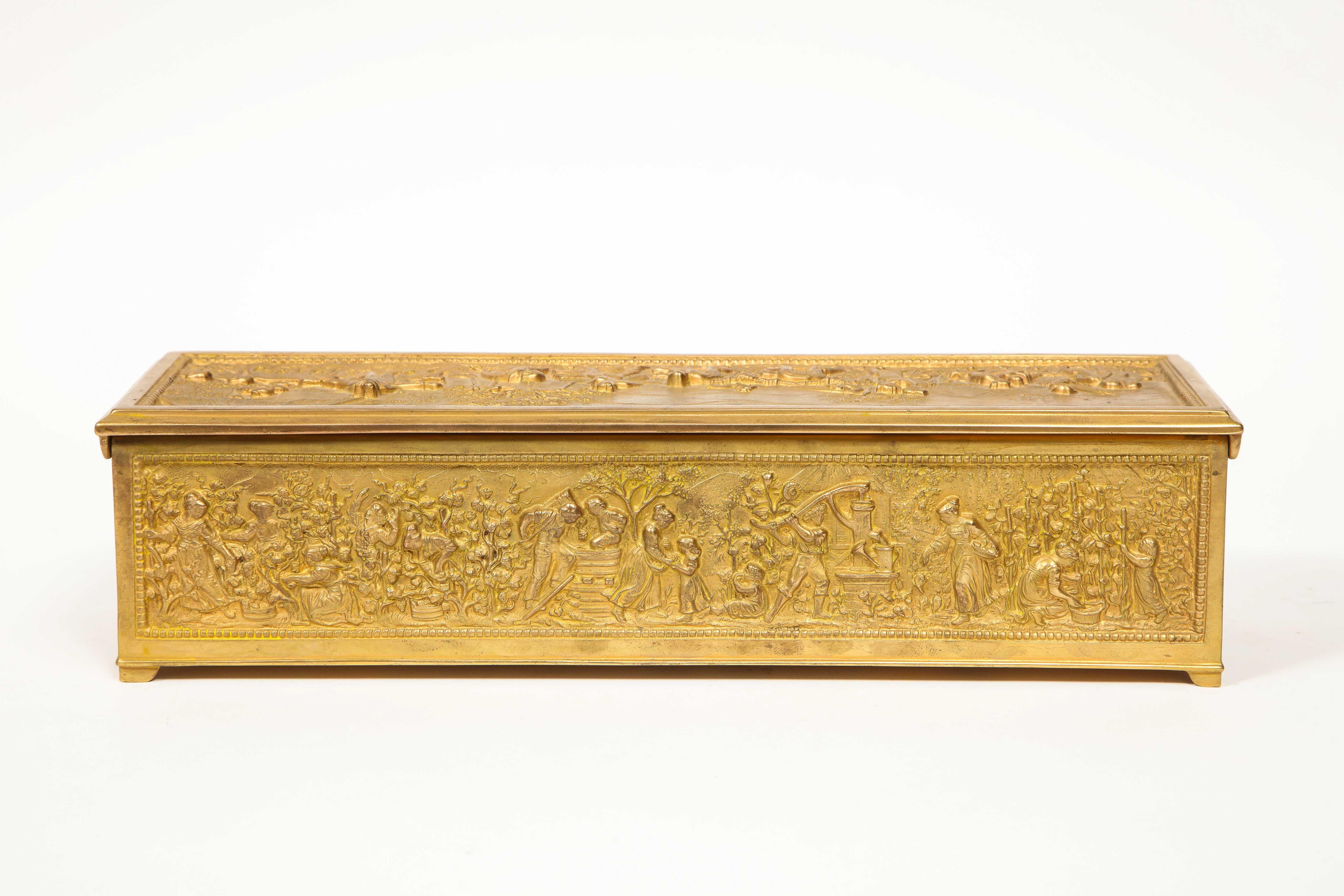 Antique French Gilt Bronze Rectangular Table Box 5