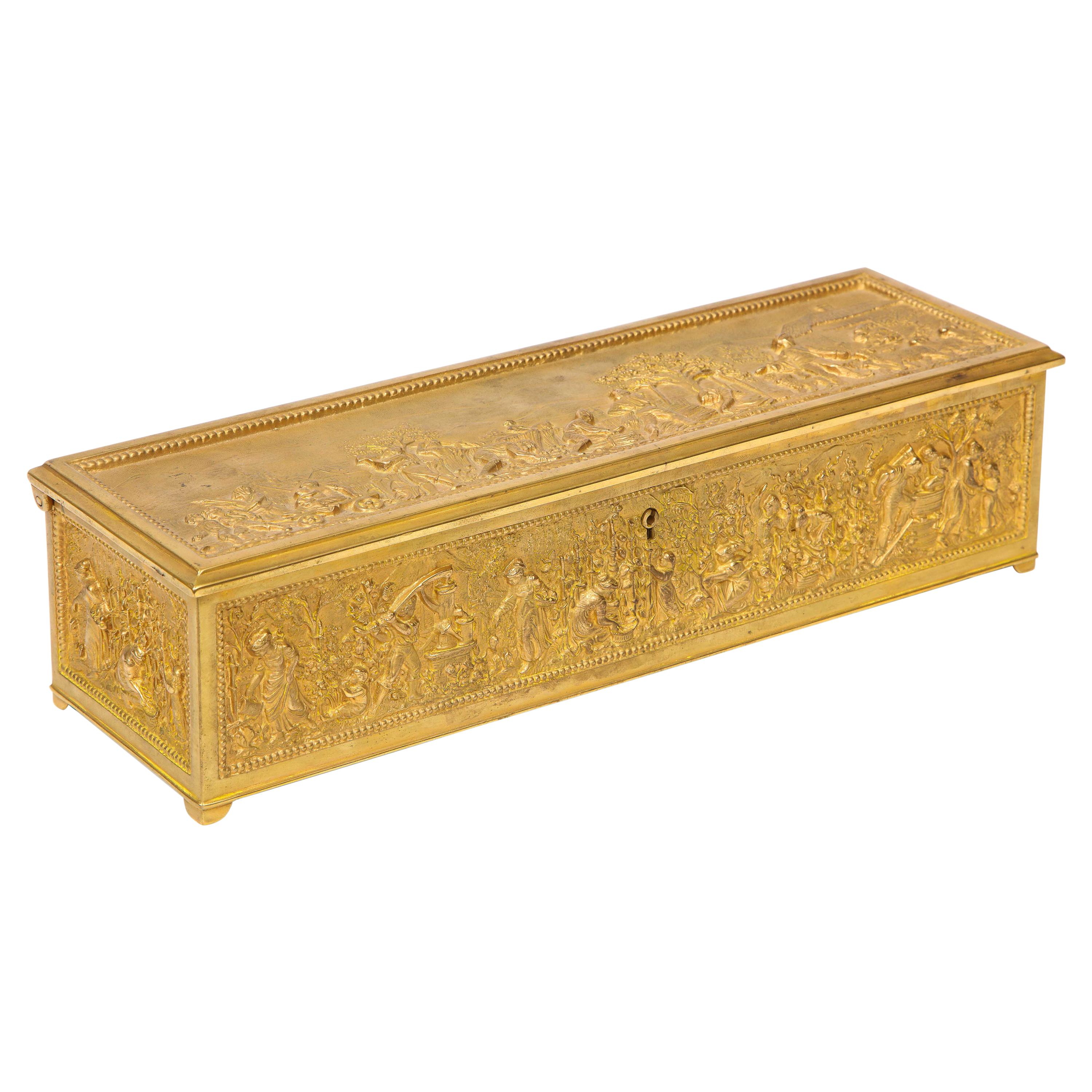 Antique French Gilt Bronze Rectangular Table Box