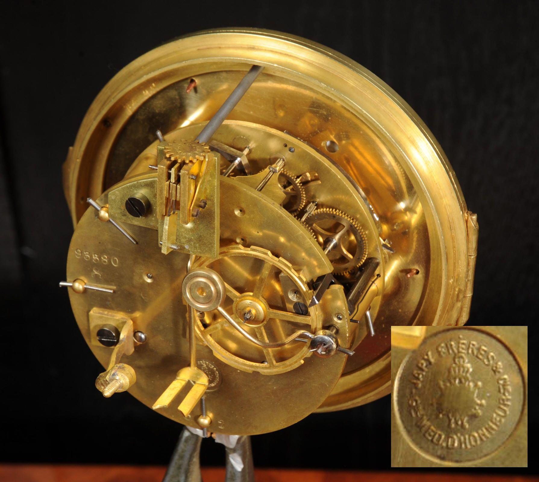 Antiquité française bronze doré Rococo horloge murale Cartel par Japy Freres 10