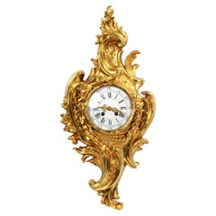 Antique French Gilt Bronze Rococo Cartel Wall Clock