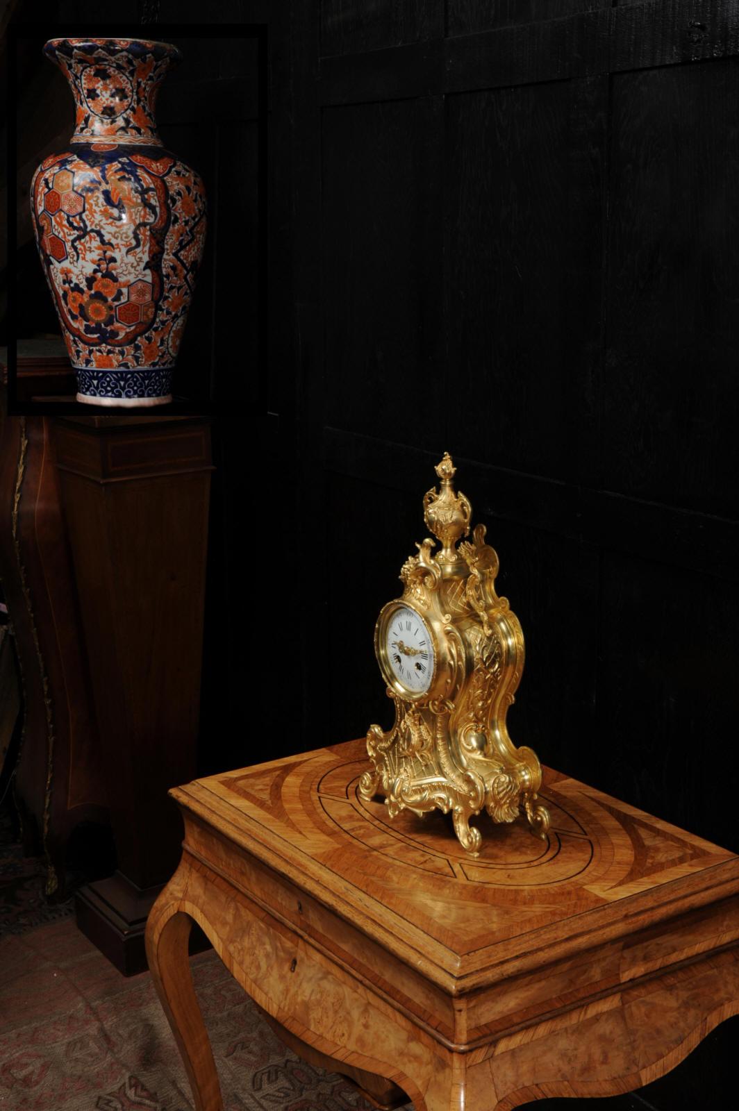 Antique French Gilt Bronze Rococo Clock by A.D. Mougin 6