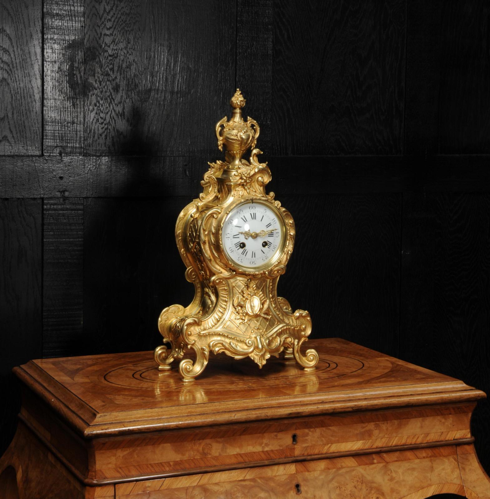 Antique French Gilt Bronze Rococo Clock by A.D. Mougin 7