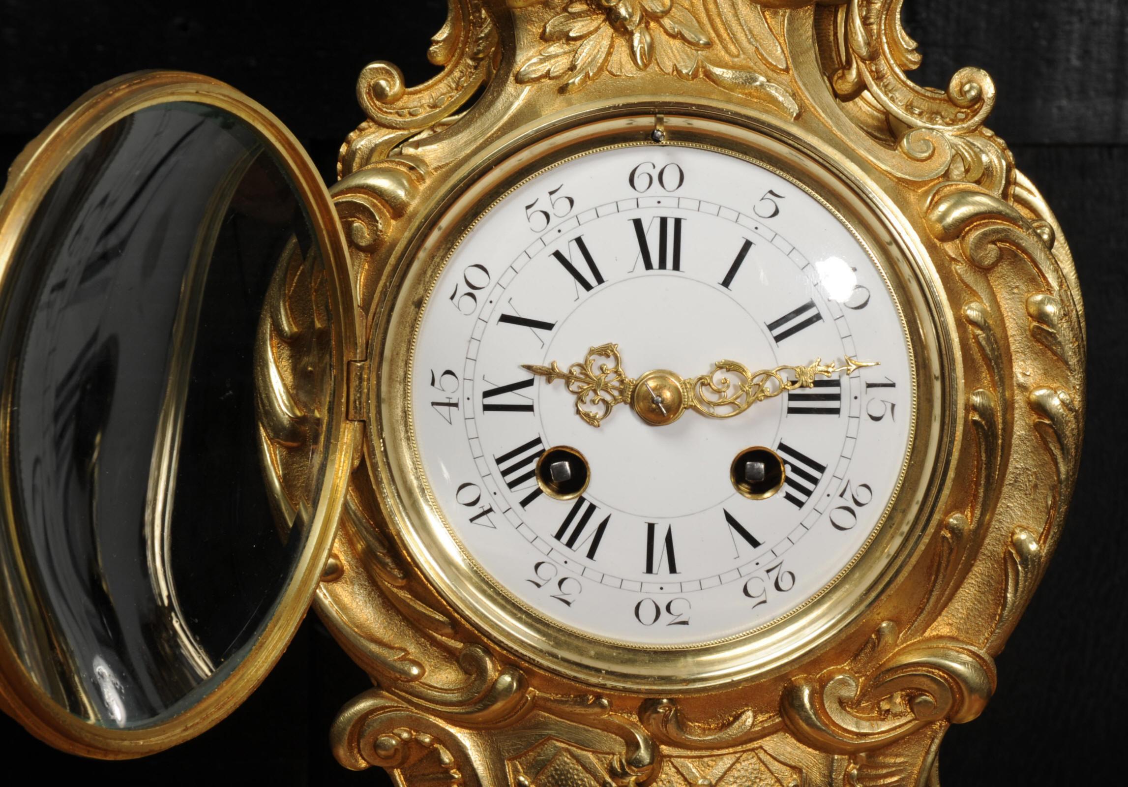 Antique French Gilt Bronze Rococo Clock by A.D. Mougin 10