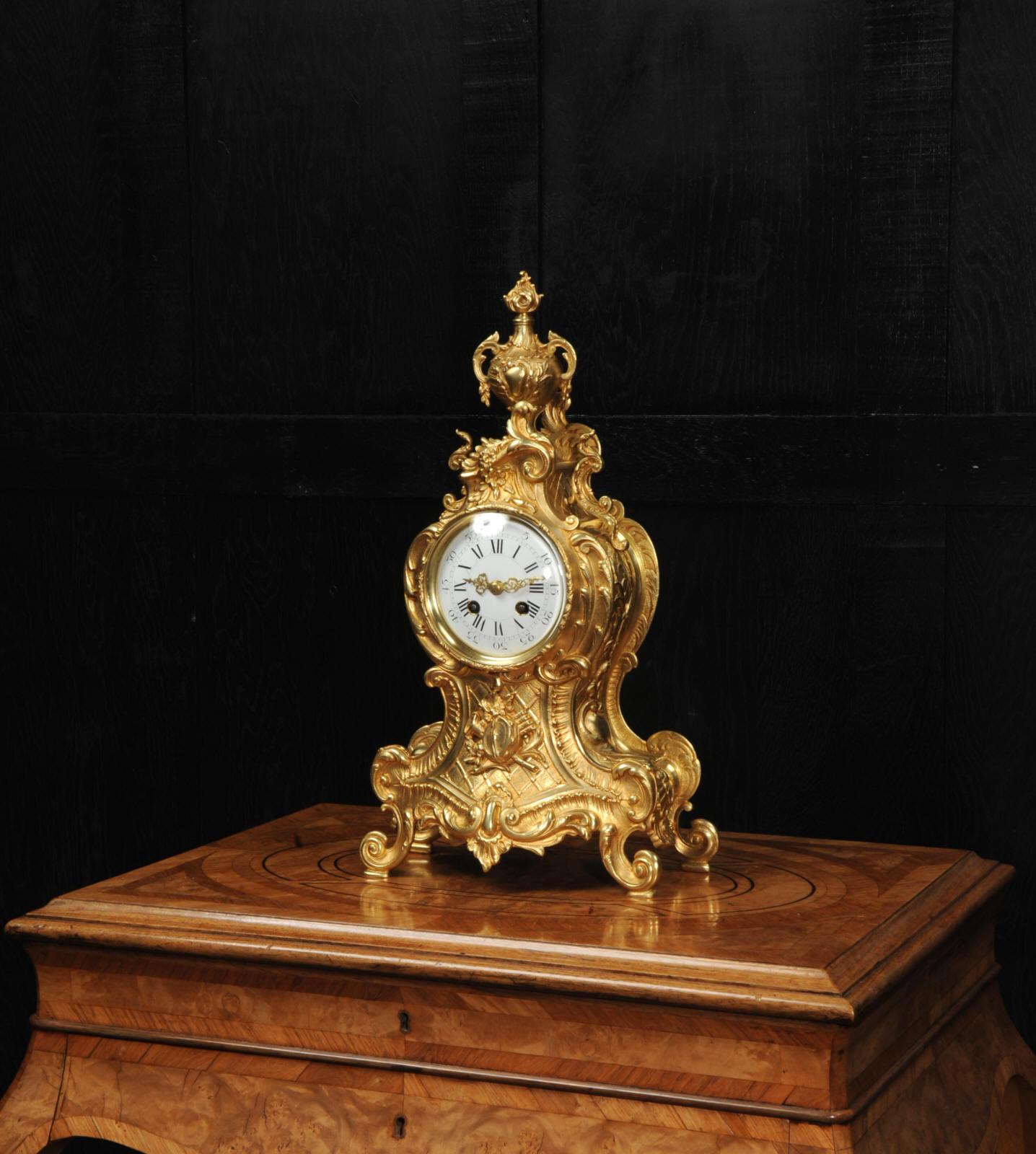 Antique French Gilt Bronze Rococo Clock by A.D. Mougin 3