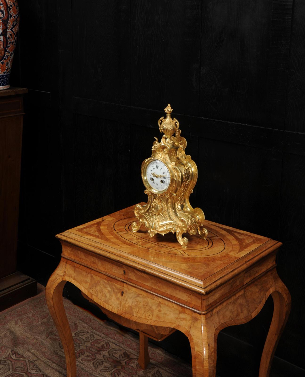 Antique French Gilt Bronze Rococo Clock by A.D. Mougin 4