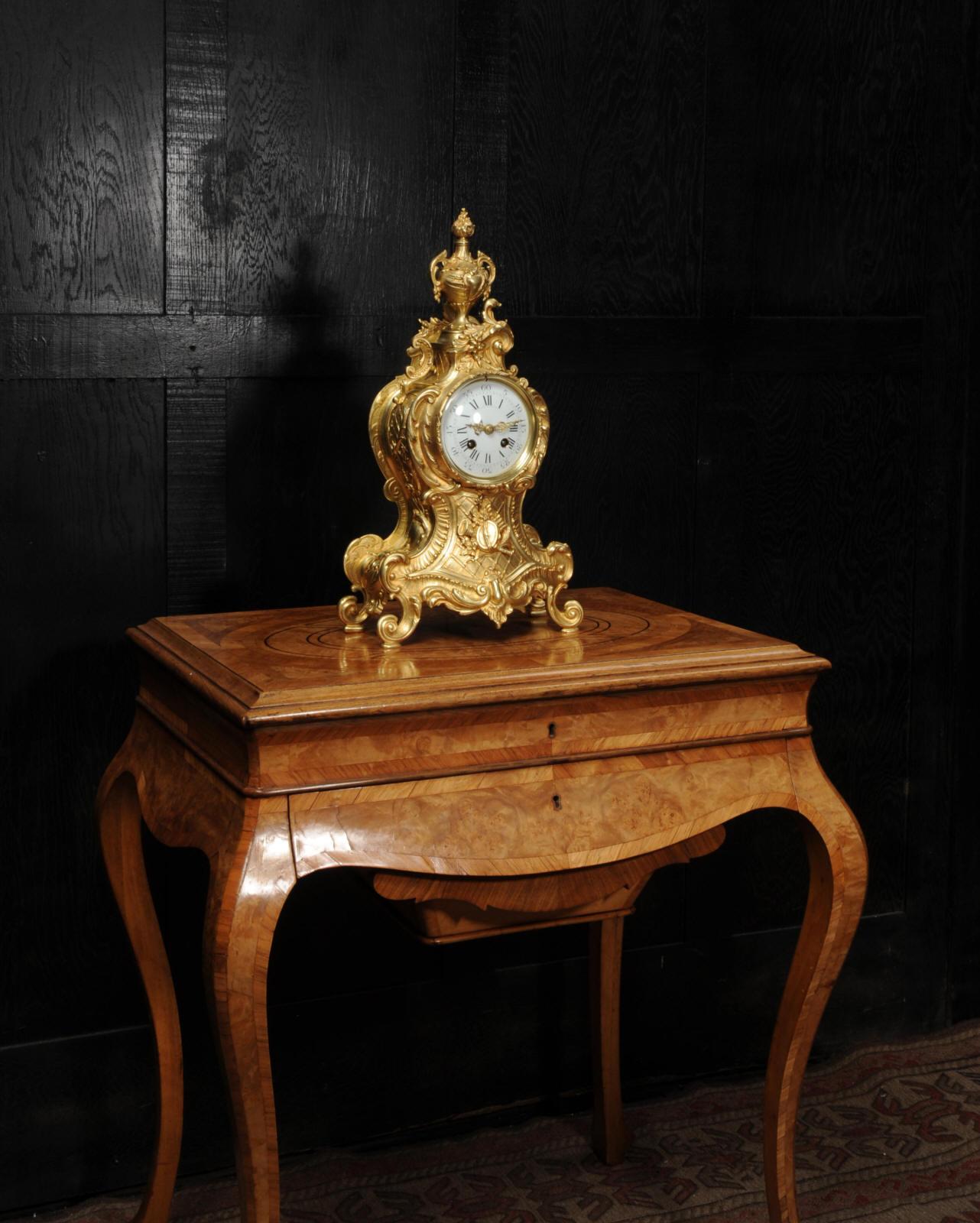 Antique French Gilt Bronze Rococo Clock by A.D. Mougin 5