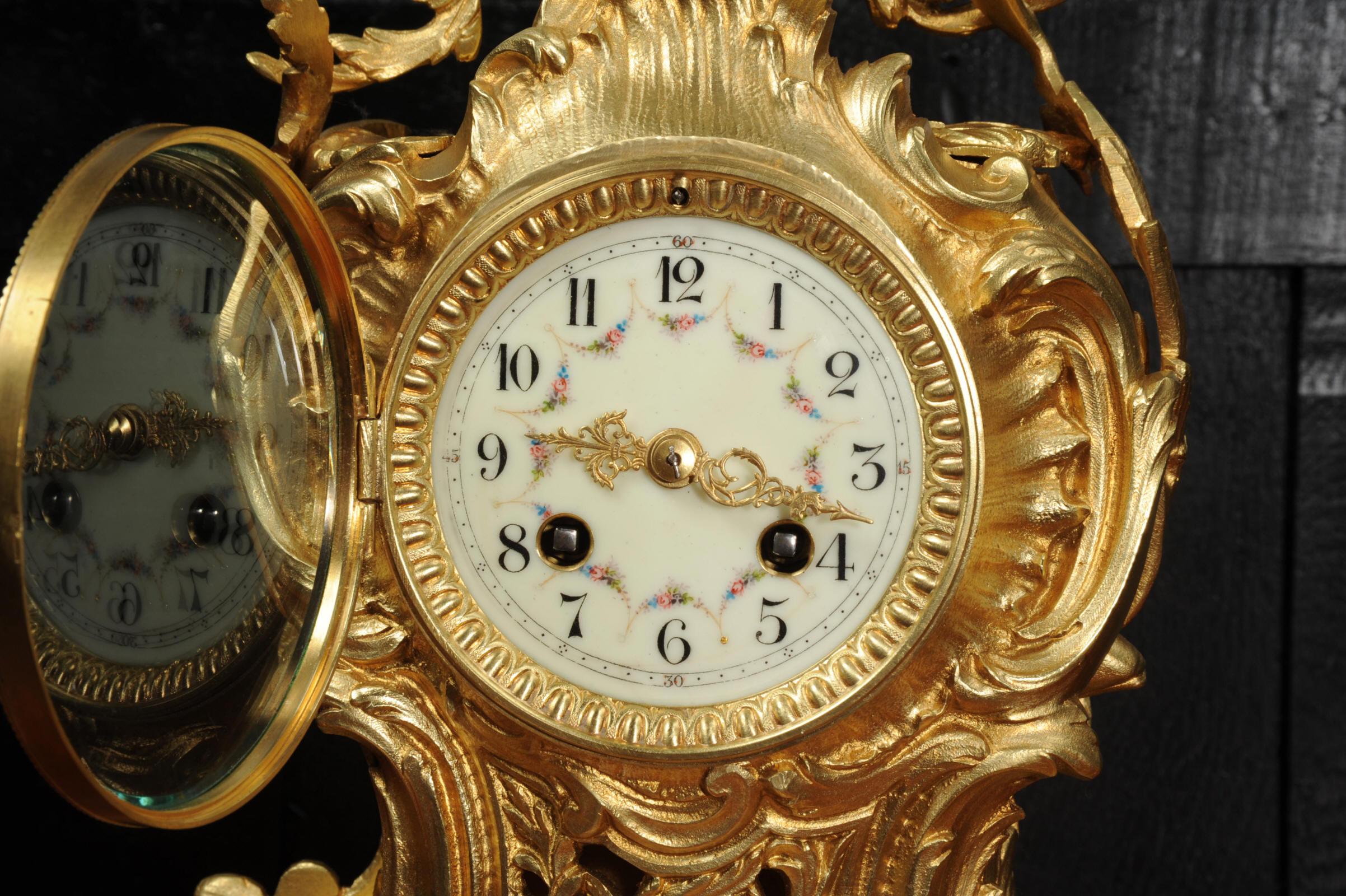Antique French Gilt Bronze Rococo Clock by Samuel Marti 6
