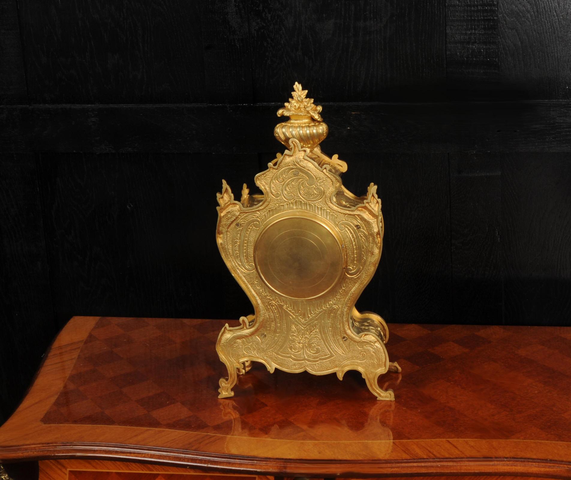 Antique French Gilt Bronze Rococo Clock by Samuel Marti For Sale 6